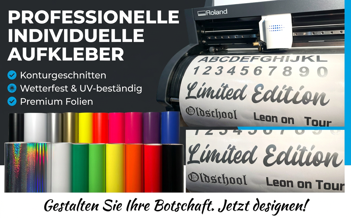 Personalisierter Vinyl-Autoaufkleber mit Wunschtext oder Namen, ideal für Auto, Fenster oder Wand, von Prakto in verschiedenen Größen.