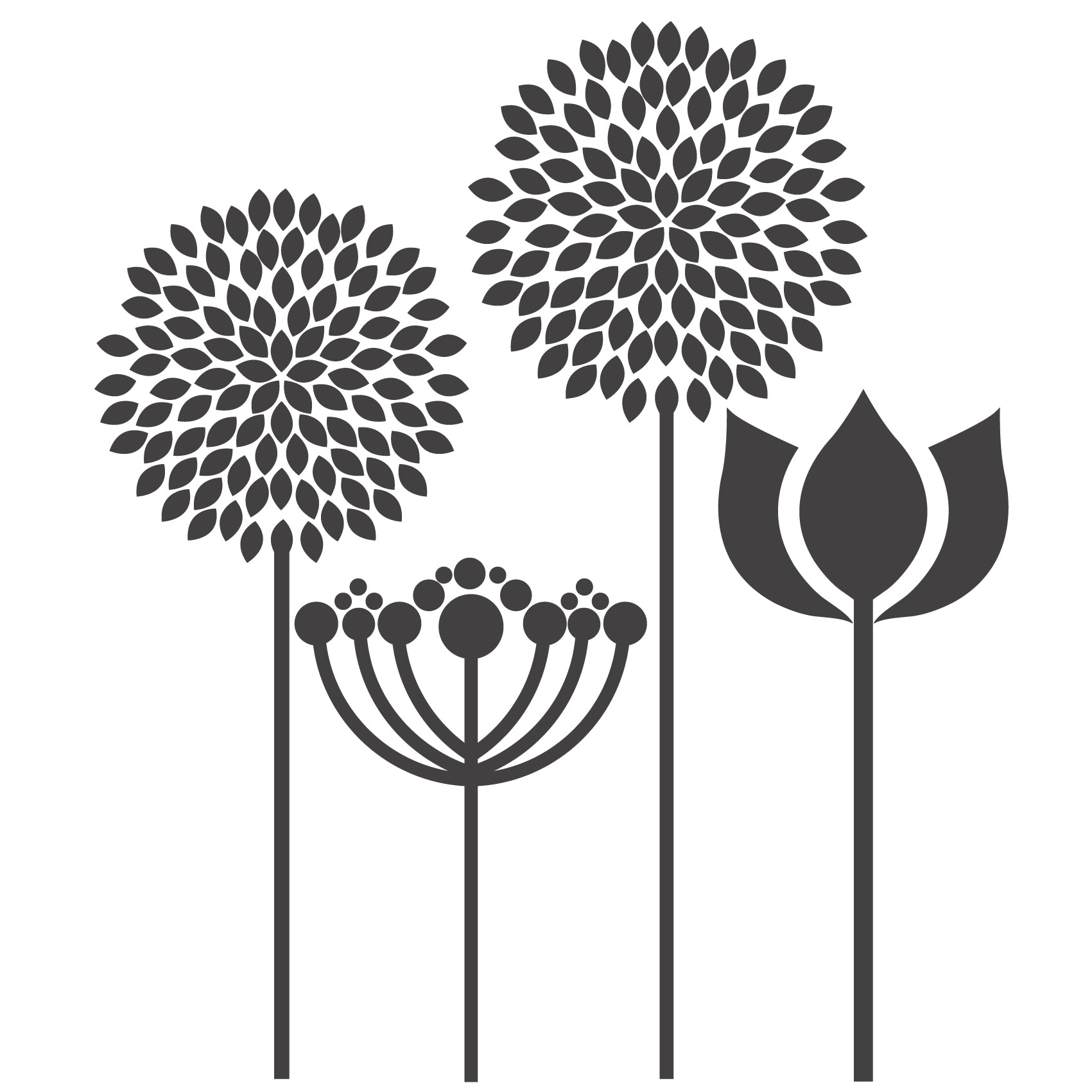 Modernes Blumen Wandtattoo aus Folie – Minimalistisches Floral Design