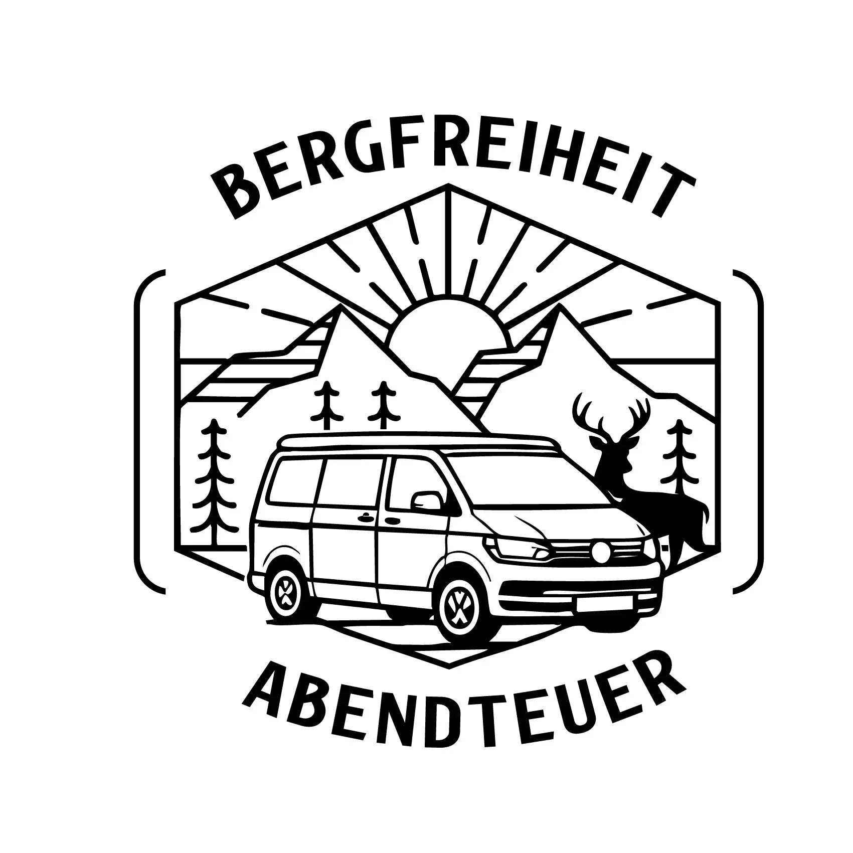 Personalisierter Camper Van Aufkleber „Bergfreiheit“ – Vanlife Outdoor Sticker mit Wunschtext & Farbe Prakto