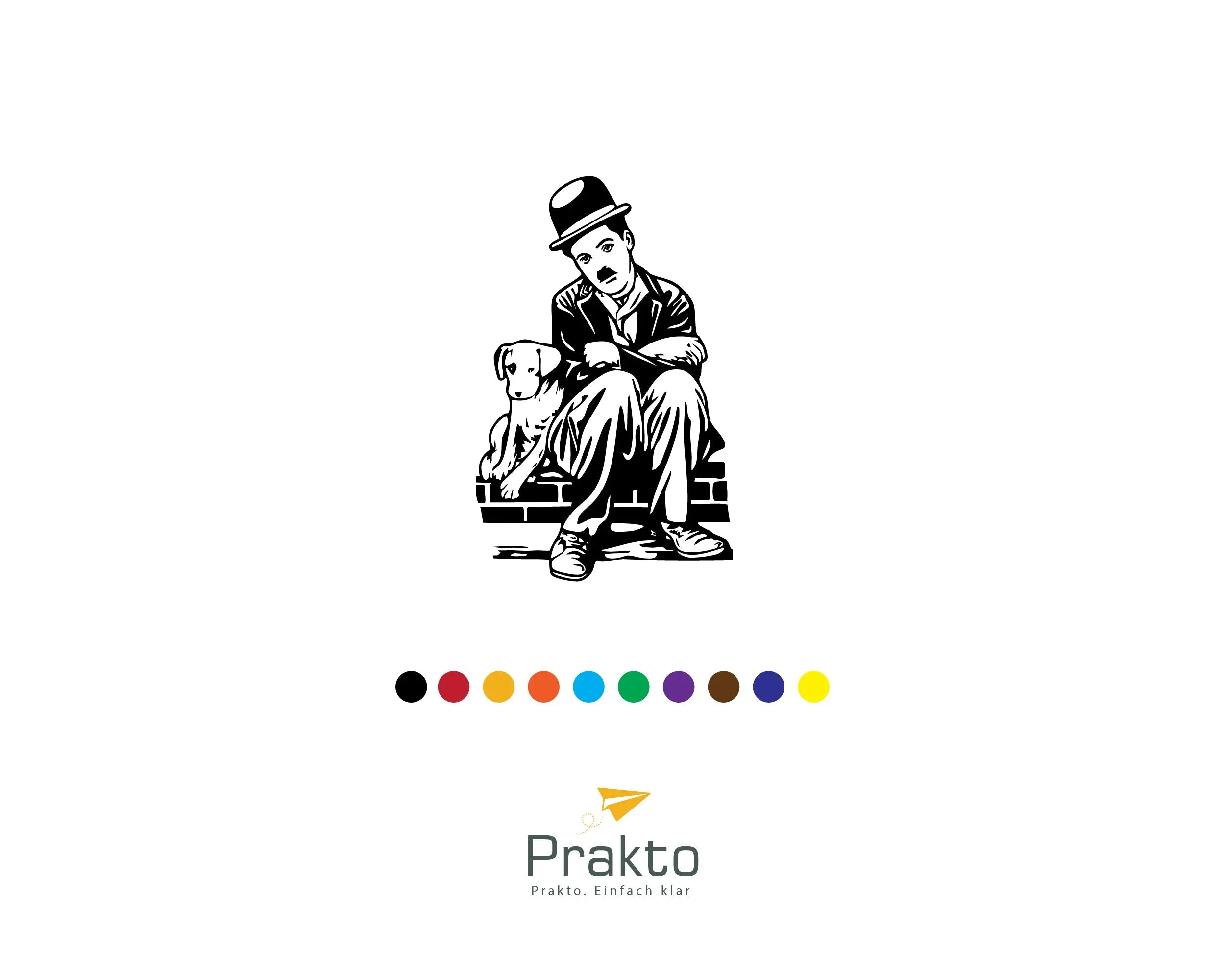 Charlie Chaplin Wandtattoo – Ikonische Filmkunst für Wohnzimmer & Büro Prakto