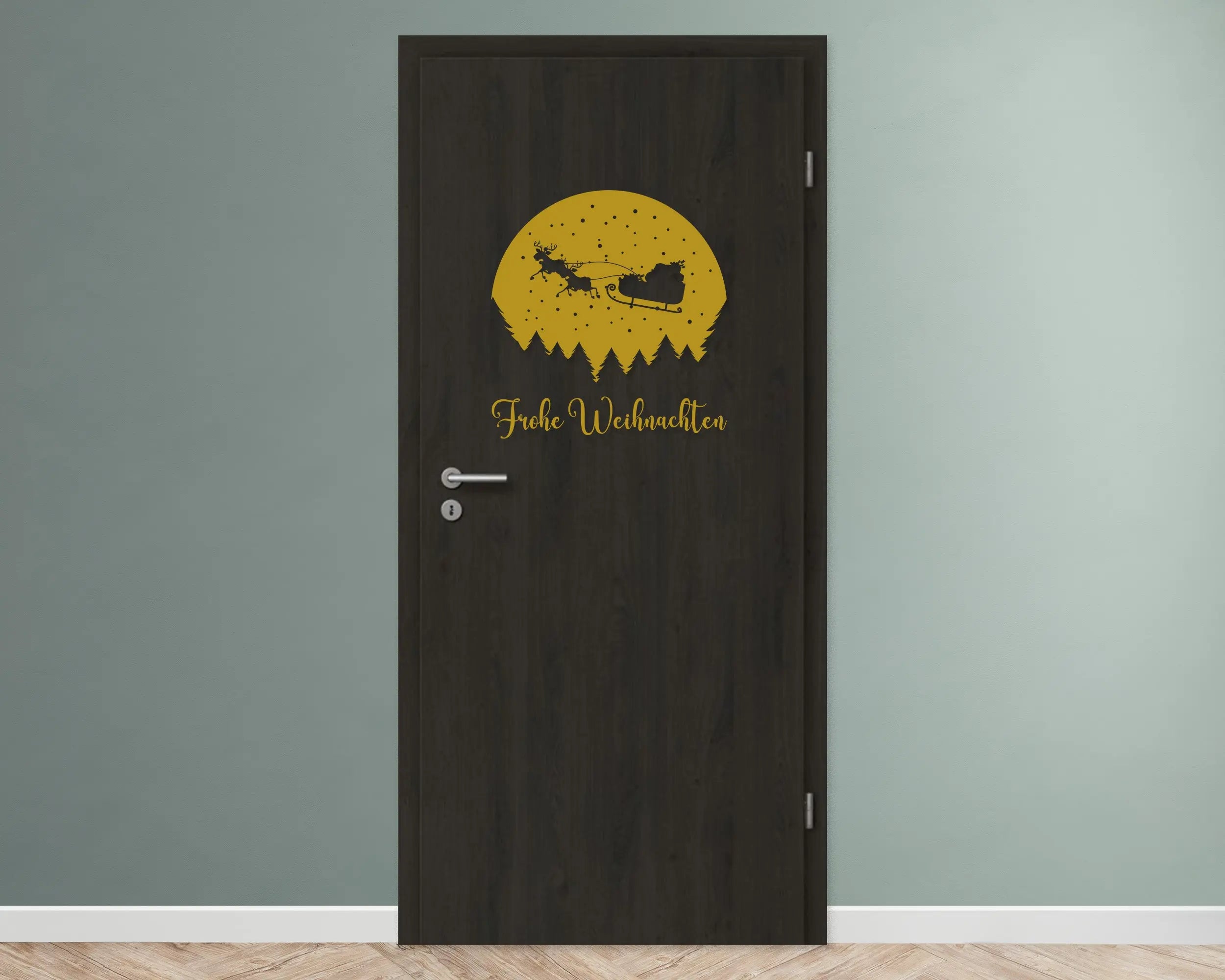 Frohe Weihnachten Wandtattoo mit Weihnachtsmann & Schlitten – Festliche Deko für Fenster, Türen & Wände Prakto