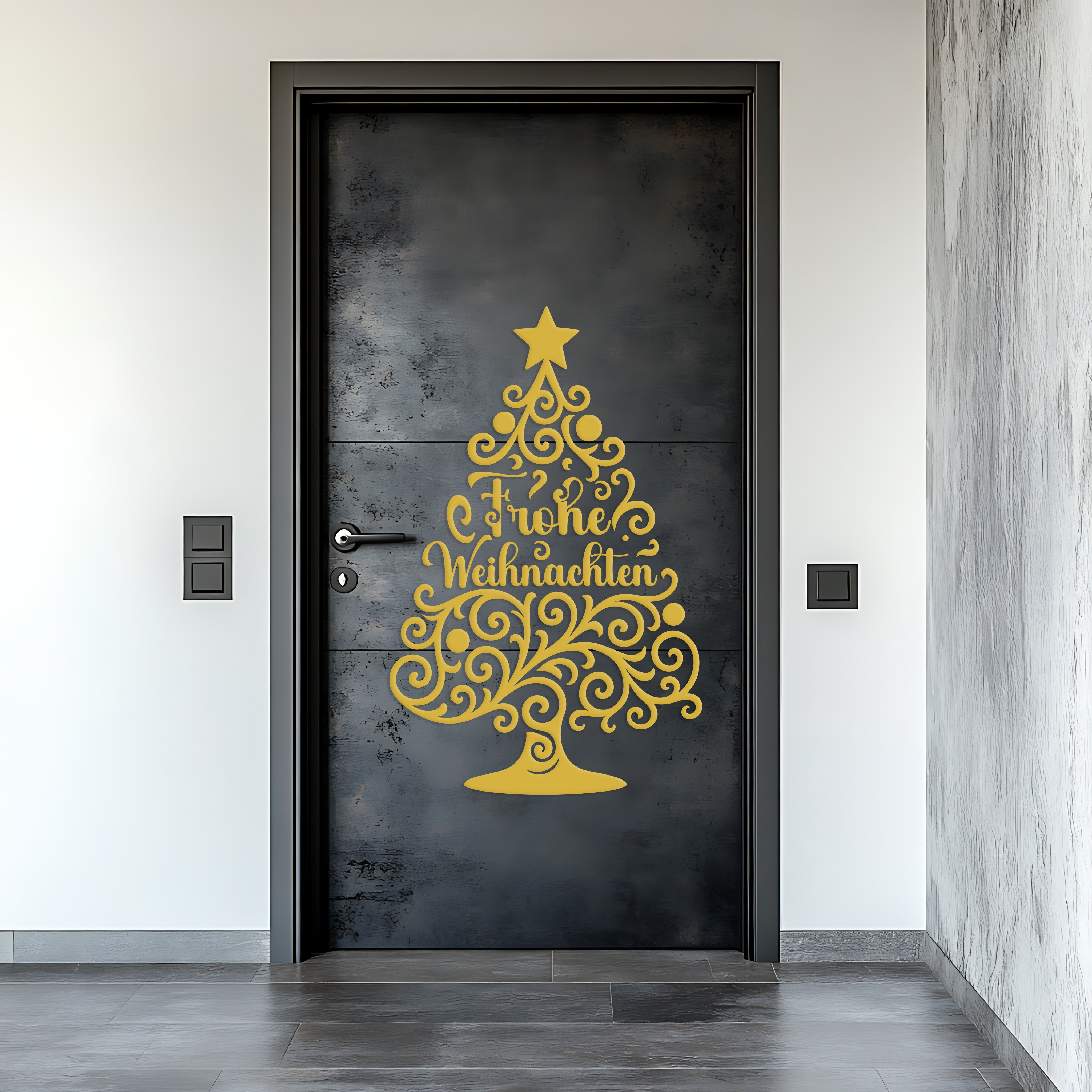 Frohe Weihnachten Wandtattoo – Weihnachtsbaum Wandaufkleber für Wand, Tür & Fenster | Vinyl Weihnachtsdeko