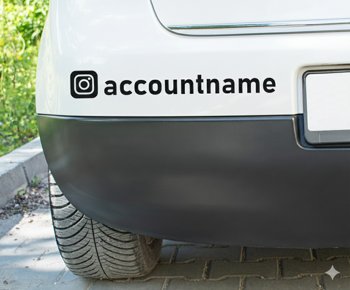 Social Media Aufkleber personalisiert | Instagram TikTok Facebook Sticker mit @Name – Voll- oder Kontur-Stil