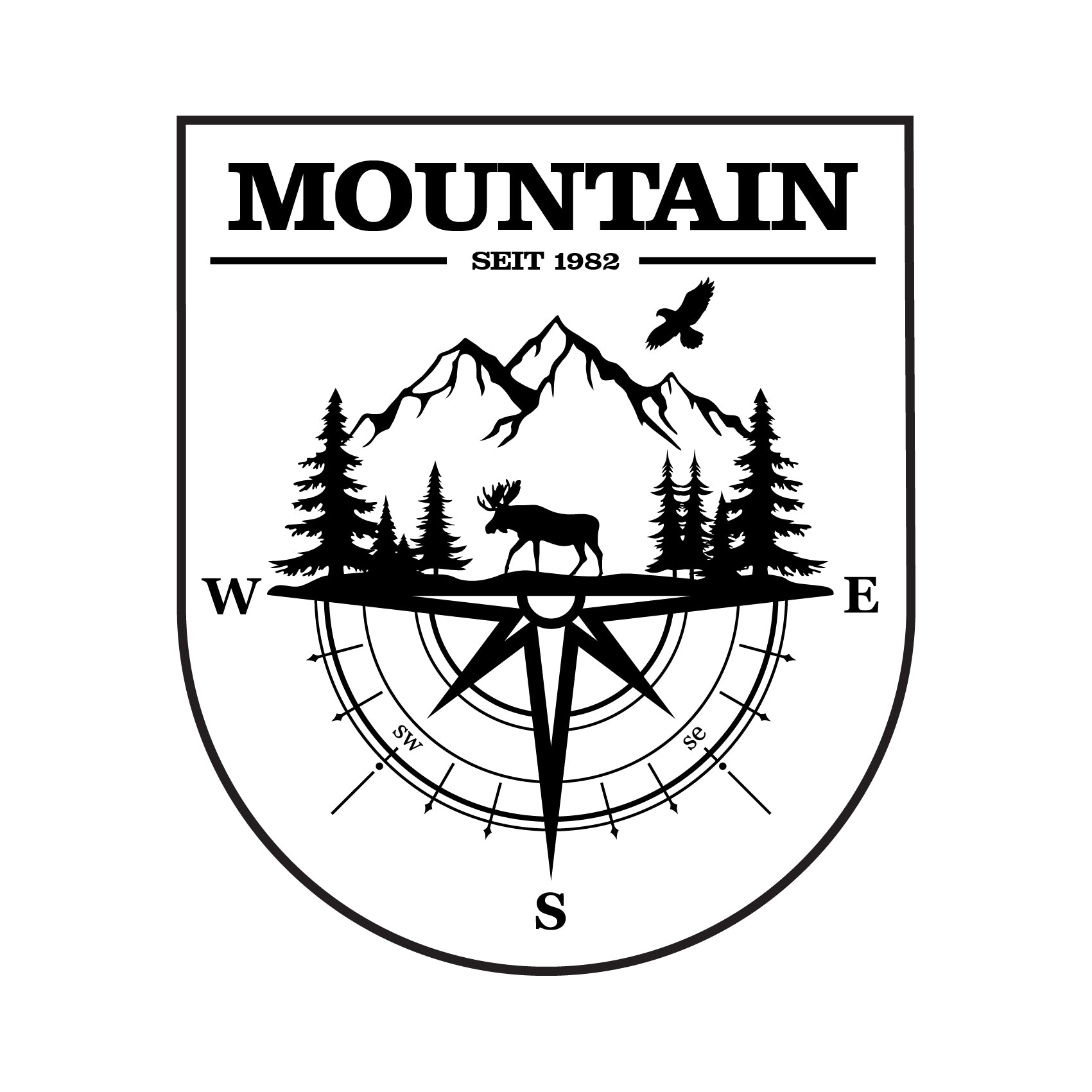 Vanlife Autoaufkleber Mountain Kompass & Hirsch – Personalisiert