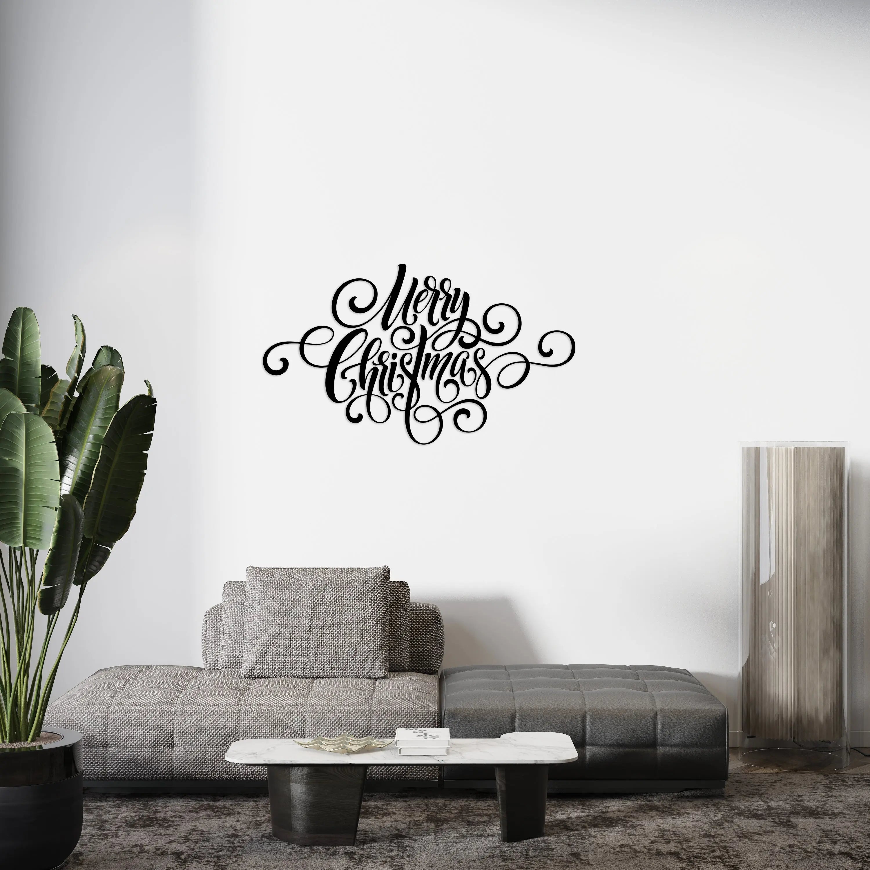 Merry Everything Wandtattoo Weihnachten – Minimalistischer Weihnachts Vinyl Aufkleber für Wand, Tür & Fenster Prakto