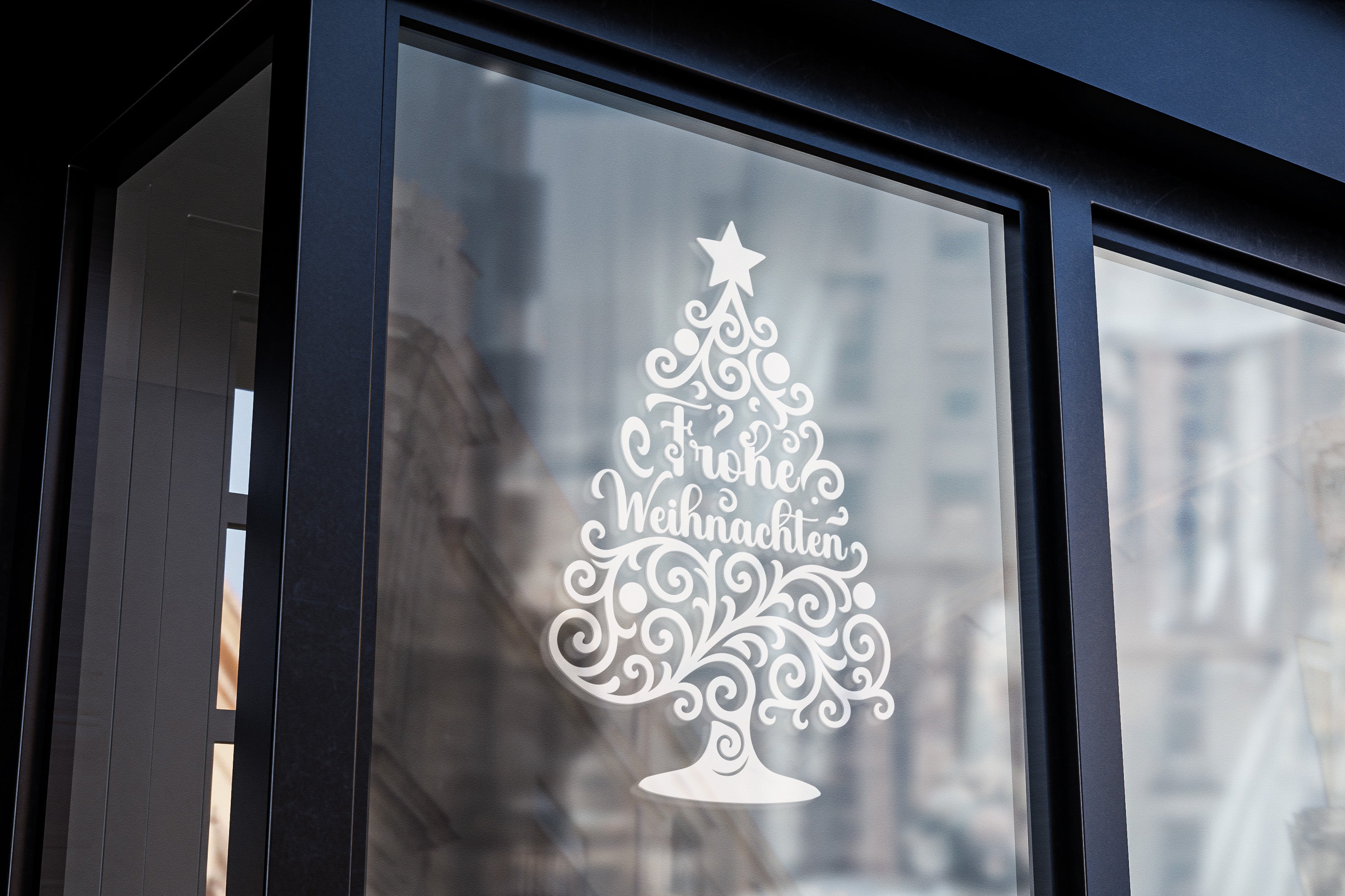 Frohe Weihnachten Wandtattoo – Weihnachtsbaum Wandaufkleber für Wand, Tür & Fenster | Vinyl Weihnachtsdeko