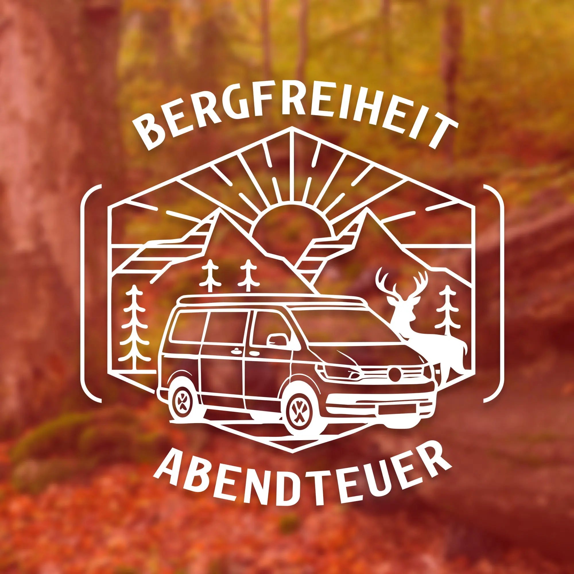 Personalisierter Camper Van Aufkleber „Bergfreiheit“ – Vanlife Outdoor Sticker mit Wunschtext & Farbe Prakto