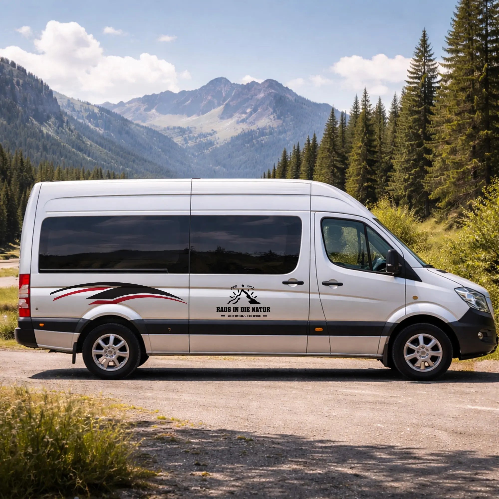 Autoaufkleber „Raus in die Natur“ – Vanlife Sticker für Camper, Van & Wohnmobil | Wetterfest & Personalisiert Prakto