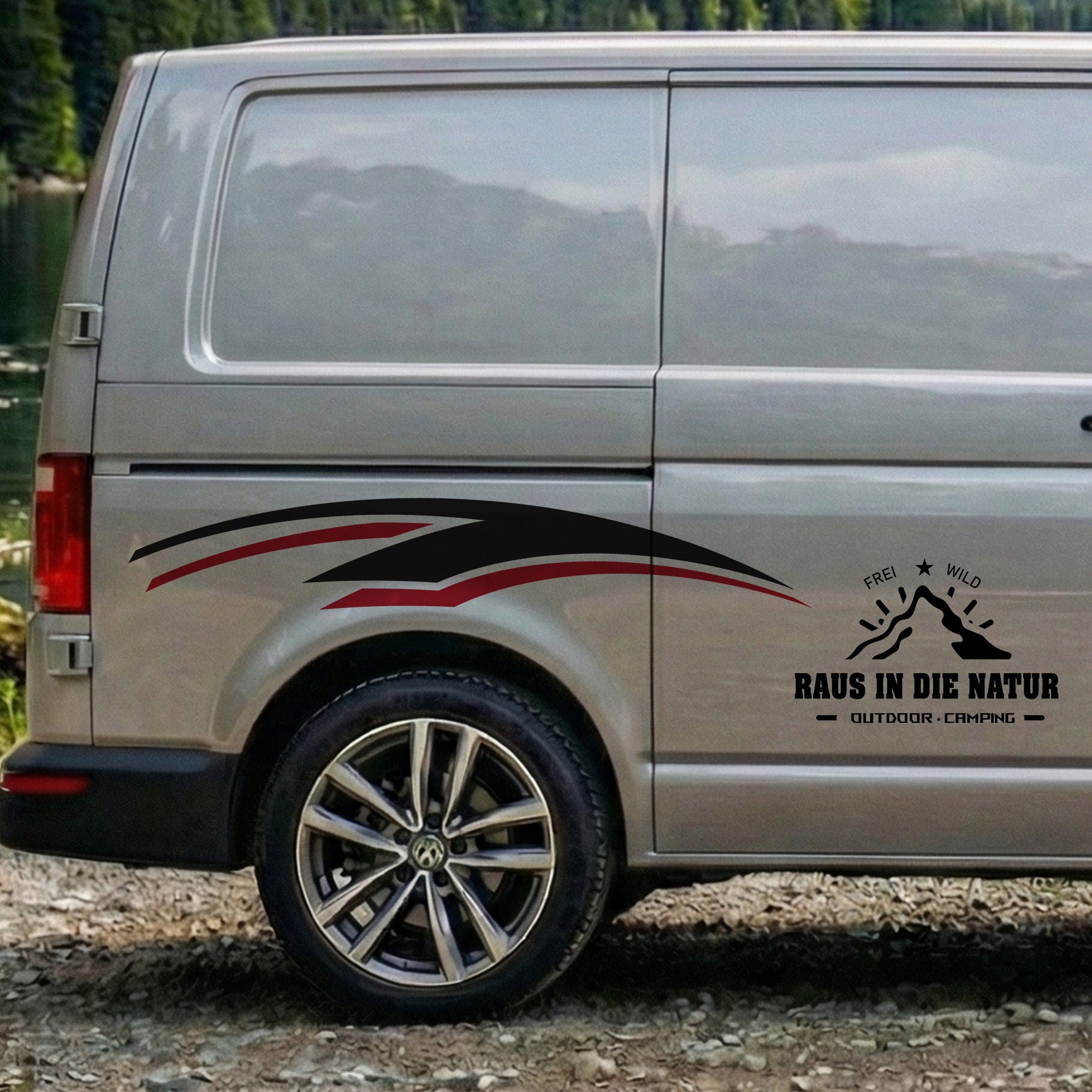 Autoaufkleber „Raus in die Natur“ – Vanlife Sticker für Camper, Van & Wohnmobil | Wetterfest & Personalisiert
