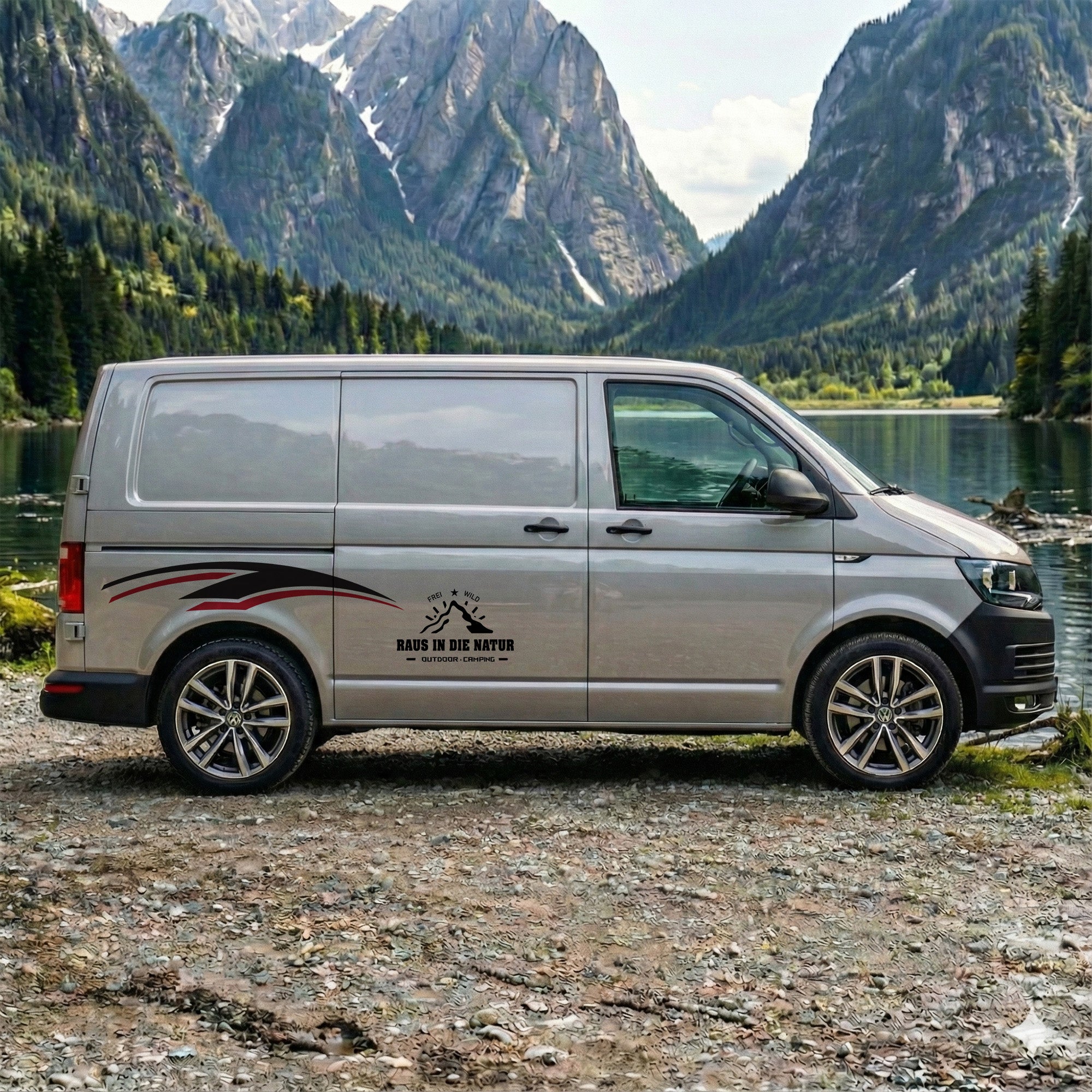 Autoaufkleber „Raus in die Natur“ – Vanlife Sticker für Camper, Van & Wohnmobil | Wetterfest & Personalisiert