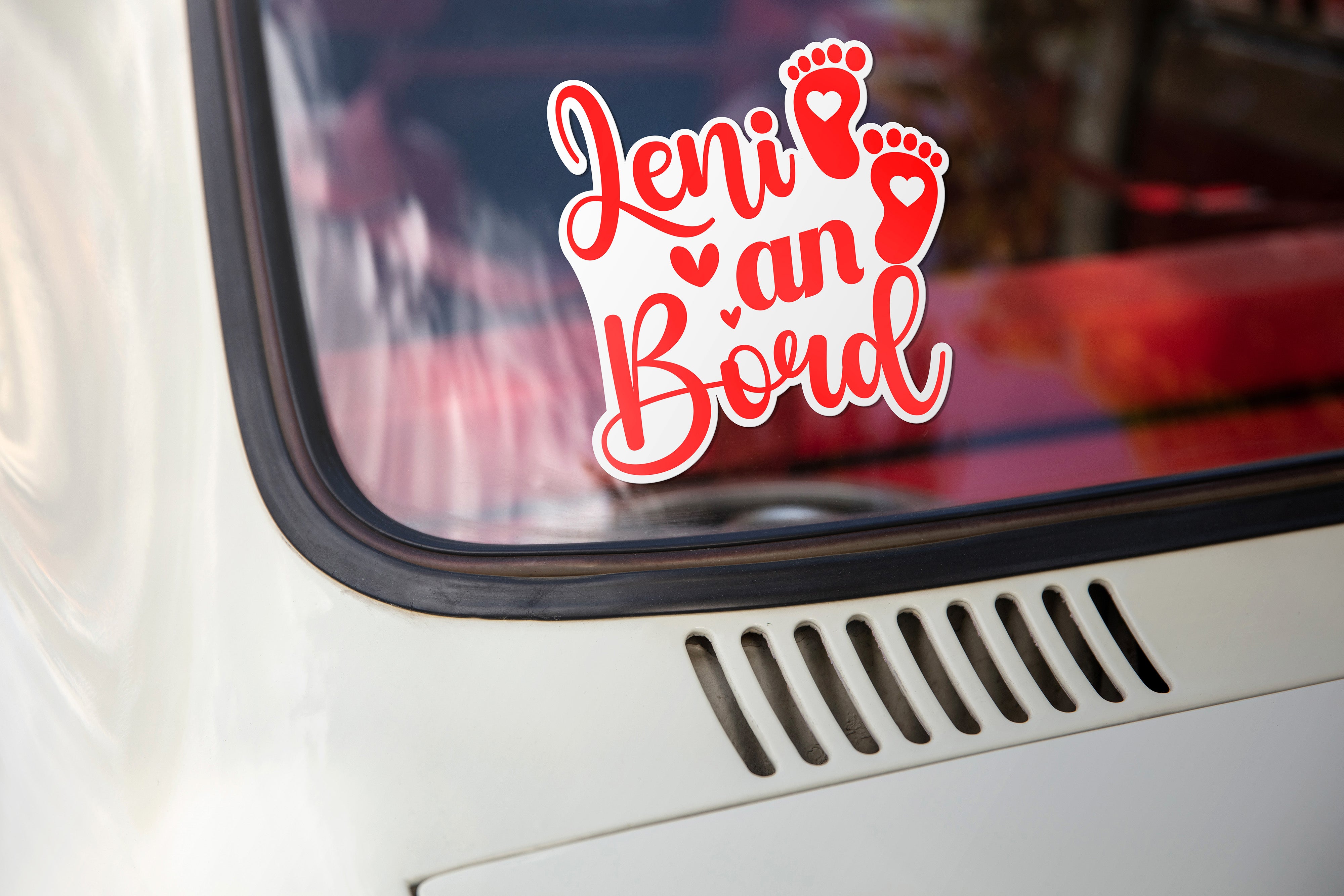 Baby an Bord Aufkleber – Zweifarbig & Personalisiert mit Name | Auto Fenster & Kinderzimmer Sticker