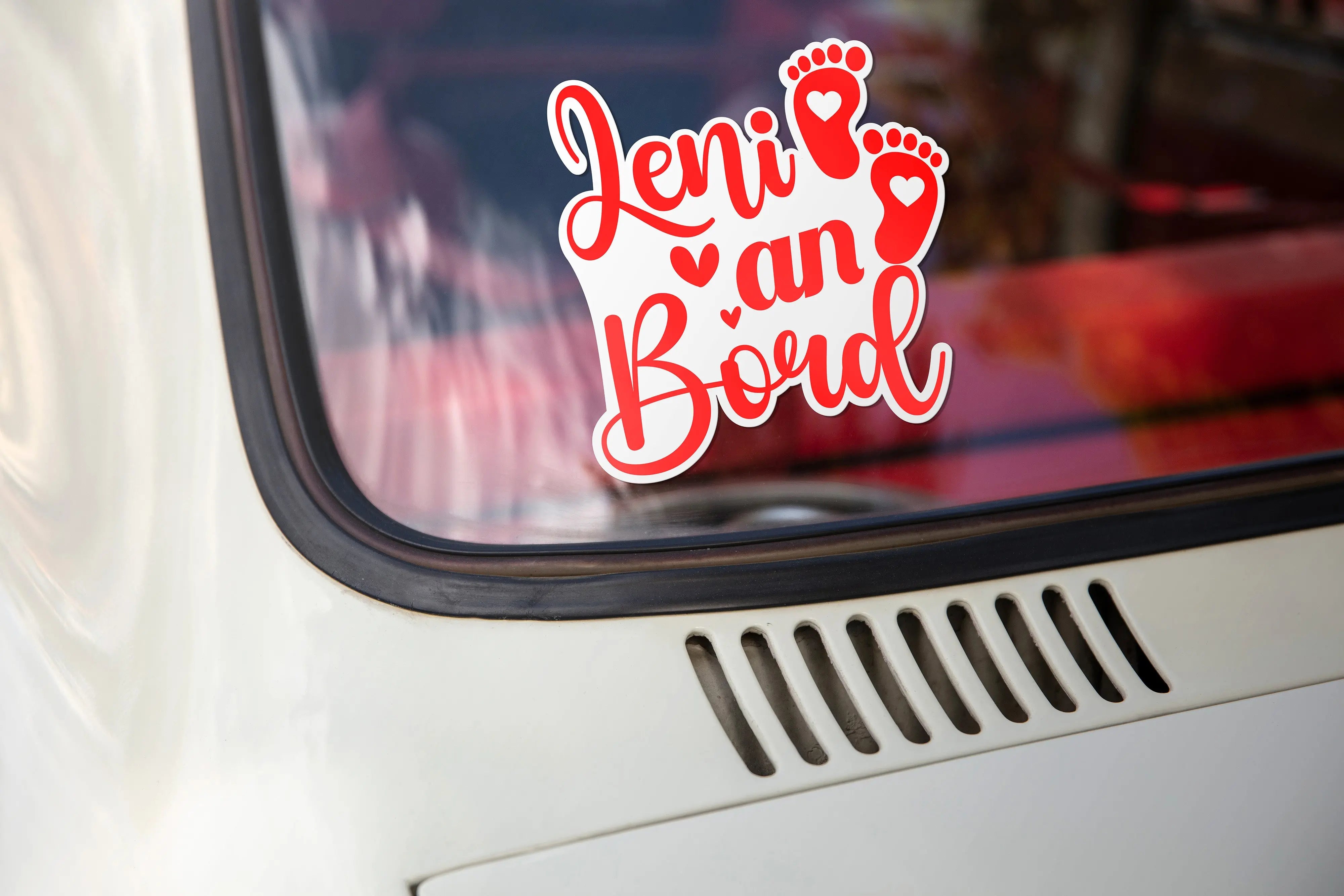 Baby an Bord Aufkleber – Zweifarbig & Personalisiert mit Name | Auto Fenster & Kinderzimmer Sticker Prakto