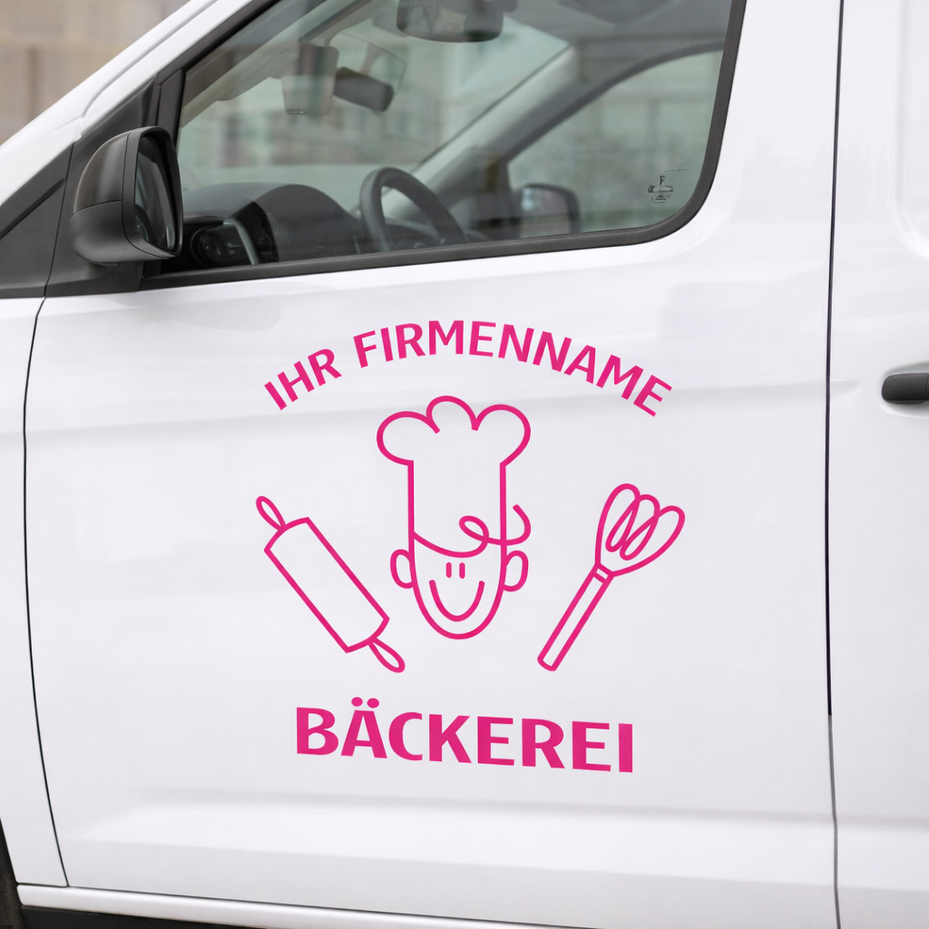 Personalisierte Bäckerei Wandfolie – Premium Logo mit Firmenname für Wand & Glas (30–60 cm)