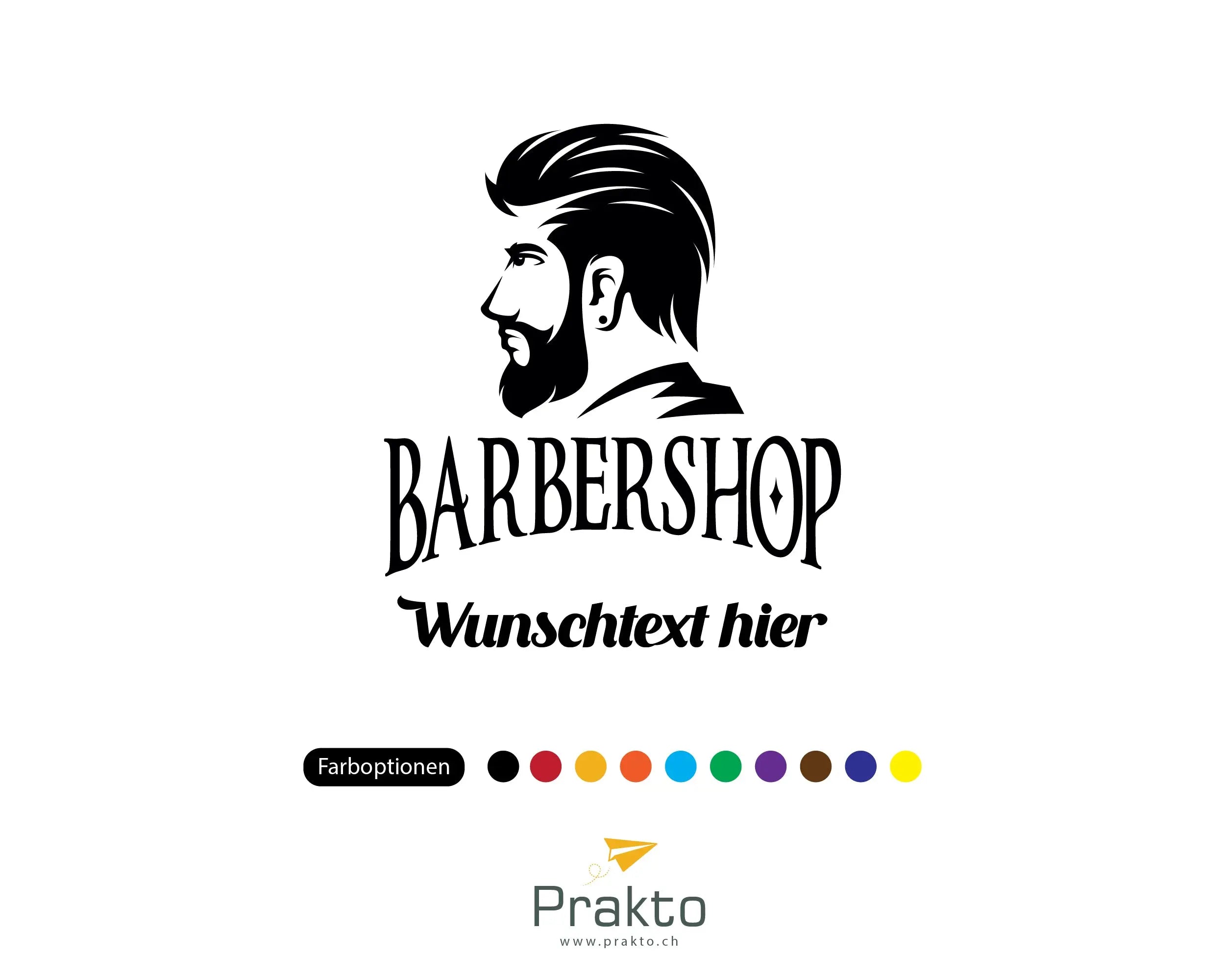 Barbershop Wandtattoo Personalisiert – Friseur Logo Aufkleber mit Wunschtext für Fenster, Wand & Tür Prakto