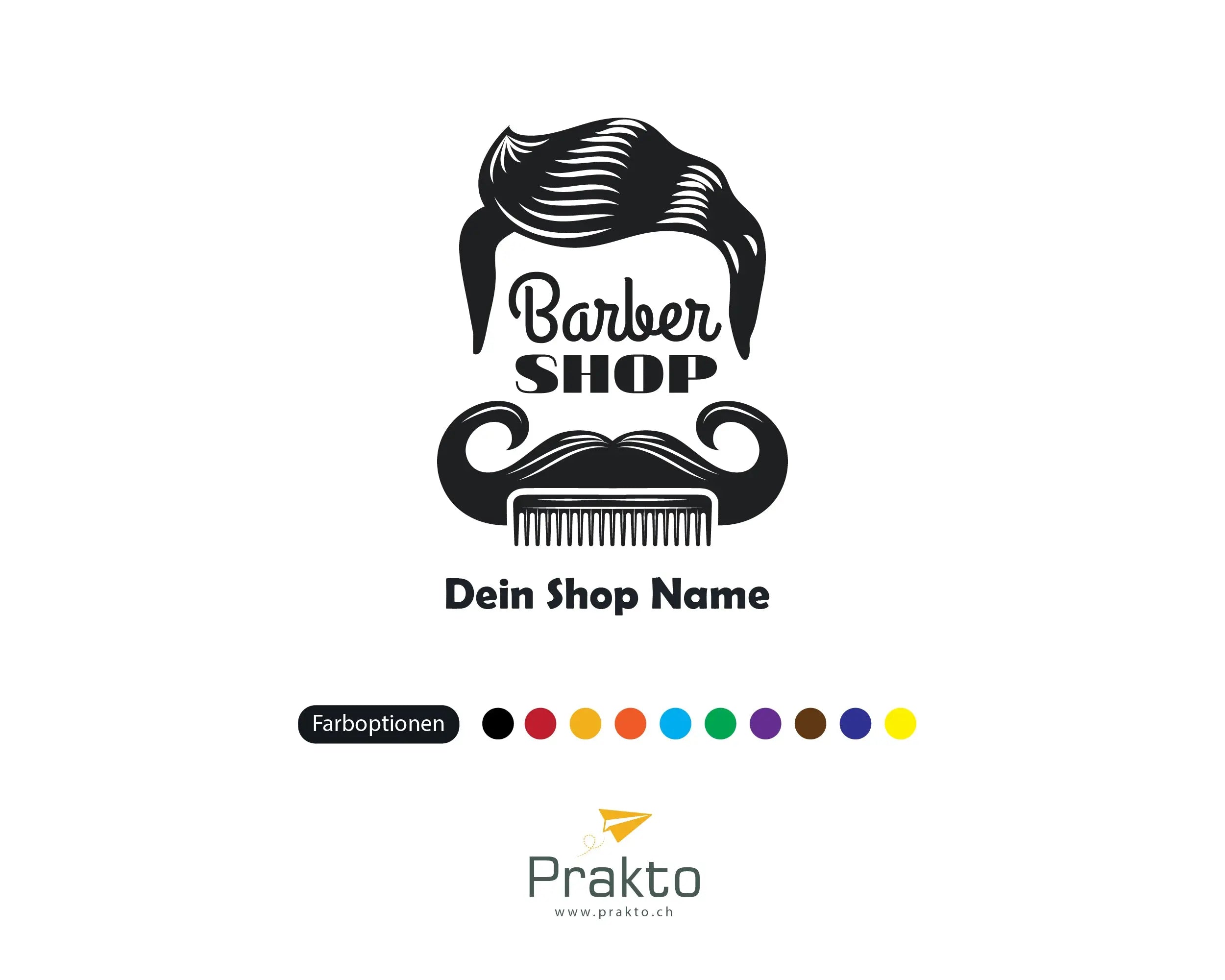 Barbershop Fensterfolie mit Shopname | Personalisierter Barber Logo Vinyl Aufkleber Prakto