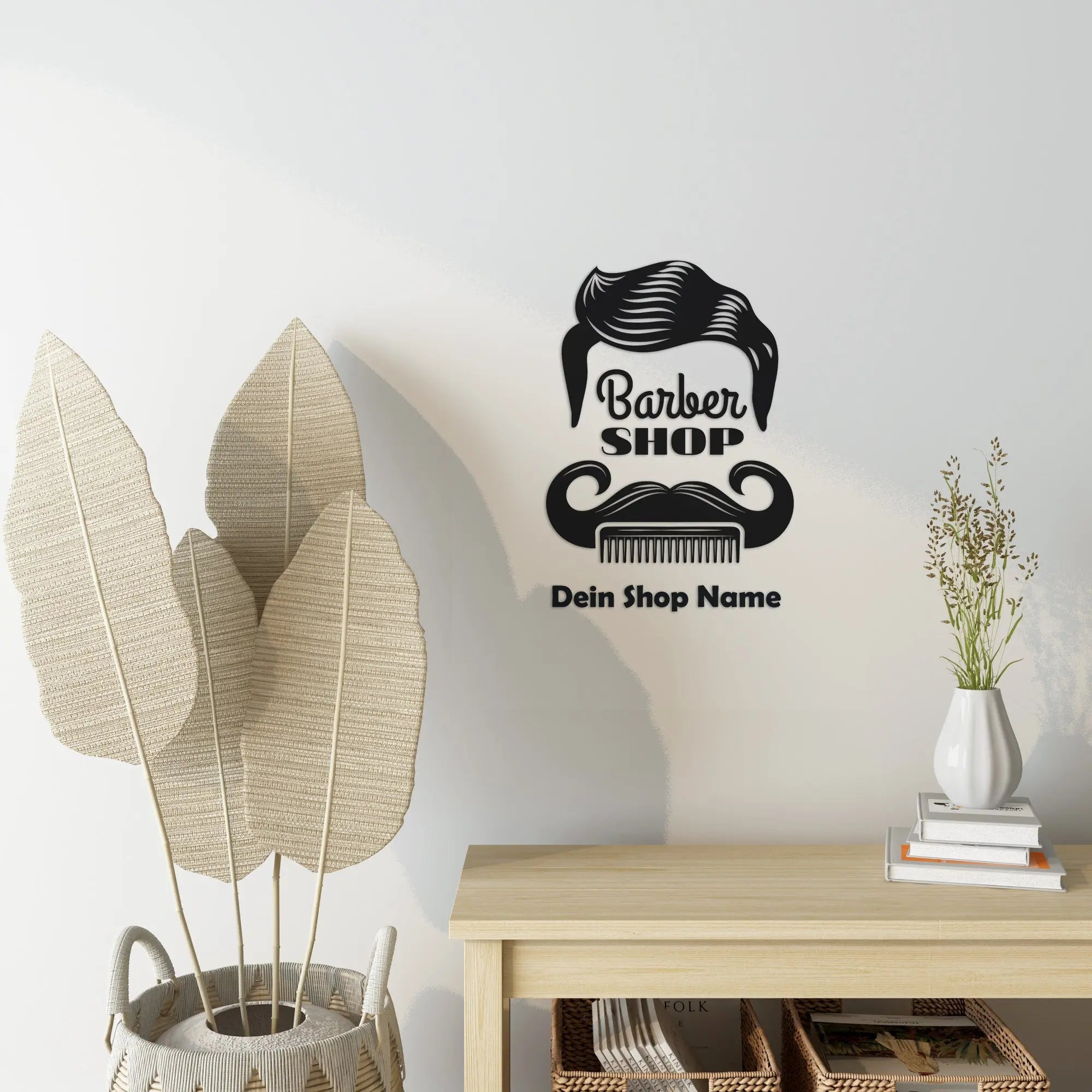 Barbershop Fensterfolie mit Shopname | Personalisierter Barber Logo Vinyl Aufkleber Prakto