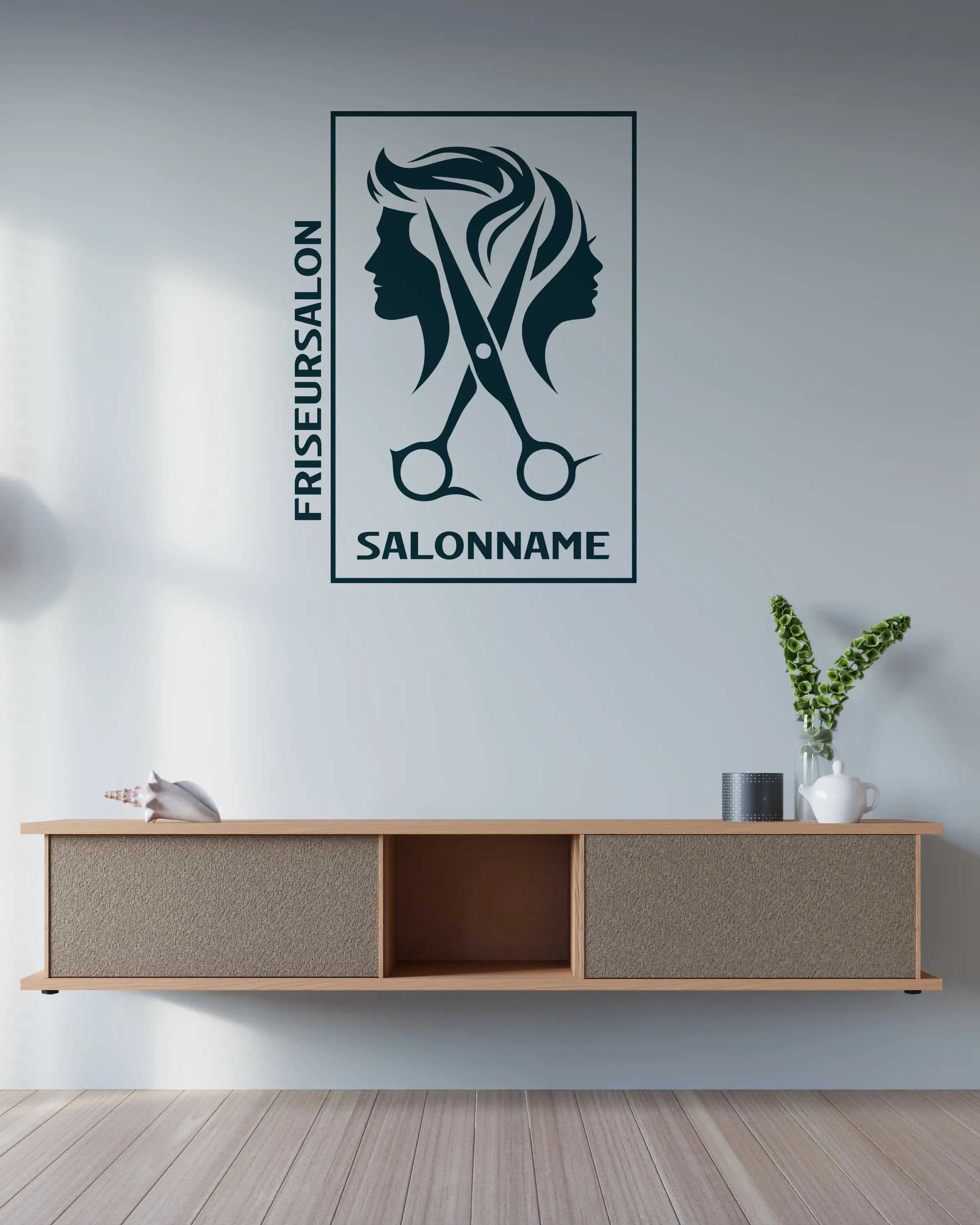 Friseursalon Logo Wand- & Fensteraufkleber – Modern Barber & Hair Salon Design Prakto