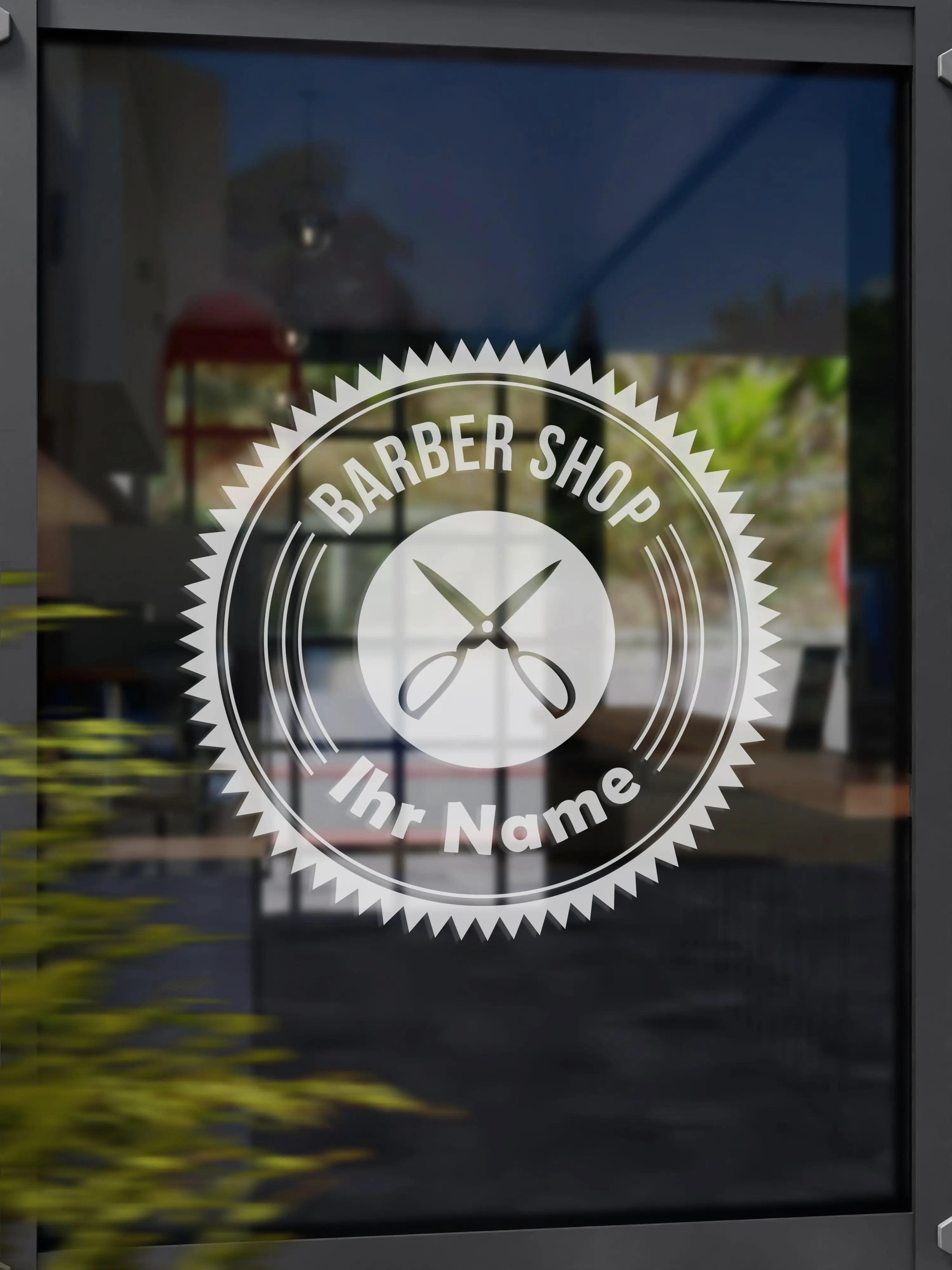 Personalisierter Barber Shop Aufkleber – Vinyl Folienaufkleber für Glas, Schaufenster & Wand Prakto