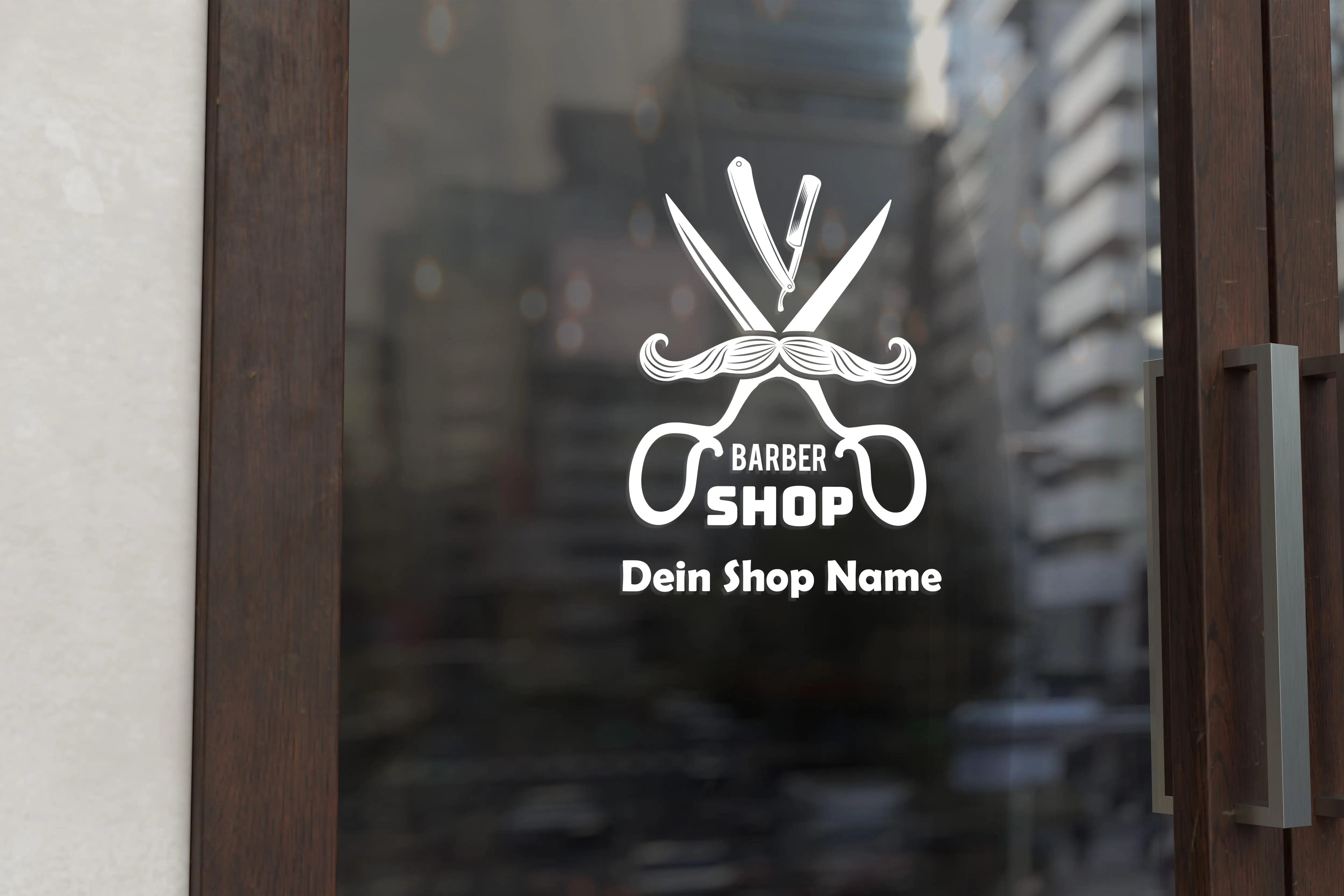 Barbershop Fensterfolie Logo personalisiert – Barber Shop Aufkleber Prakto