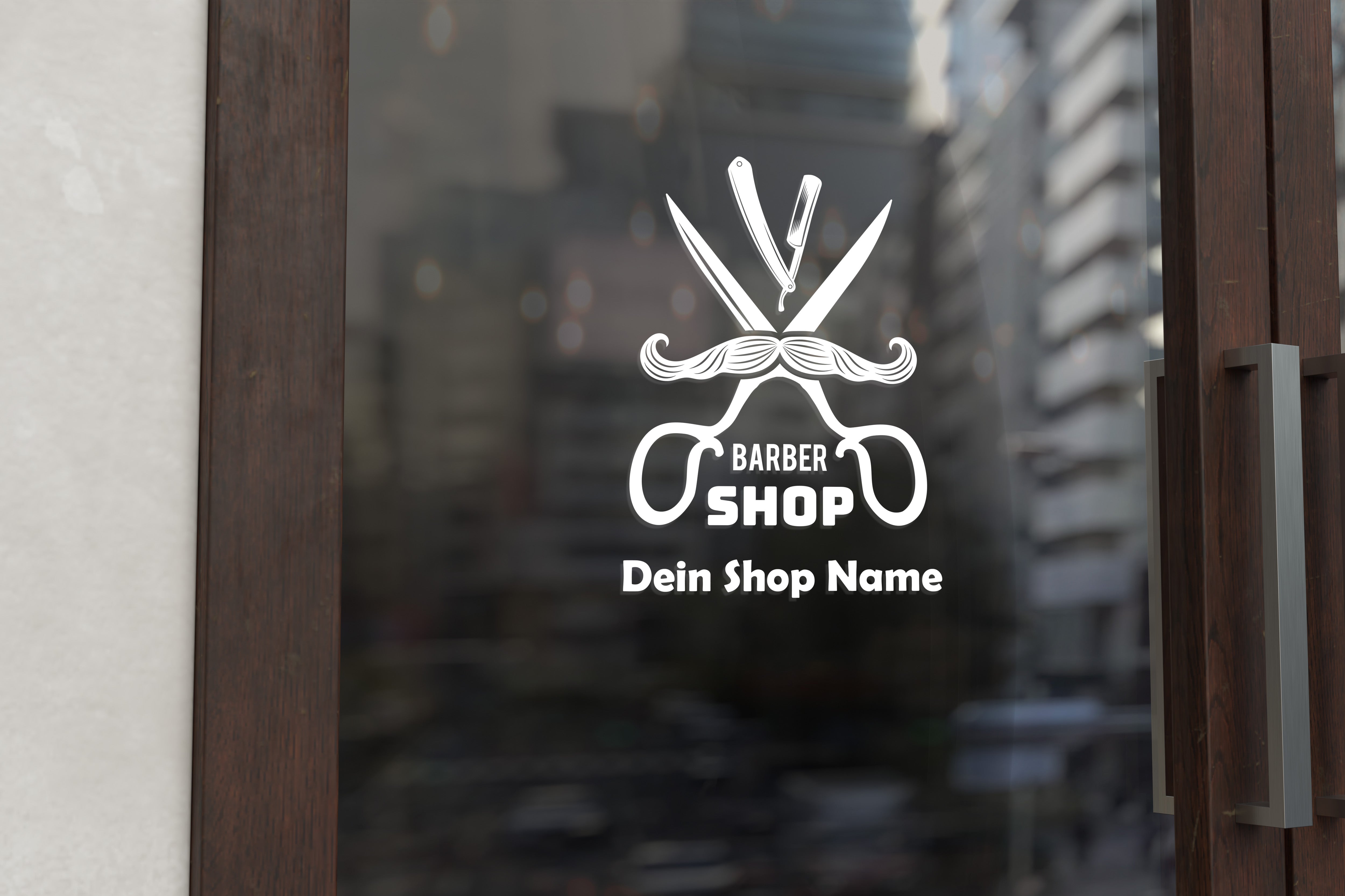 Barbershop Fensterfolie Logo personalisiert – Barber Shop Aufkleber