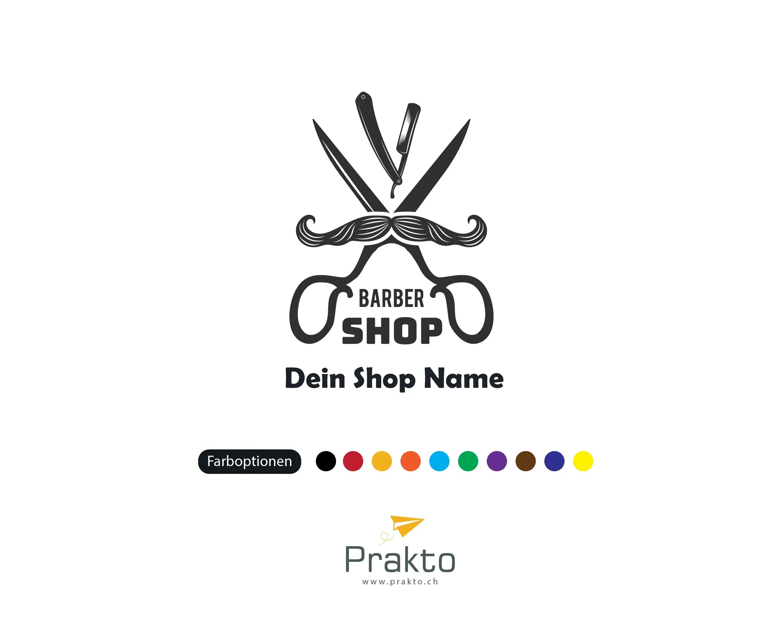 Barbershop Fensterfolie Logo personalisiert – Barber Shop Aufkleber Prakto