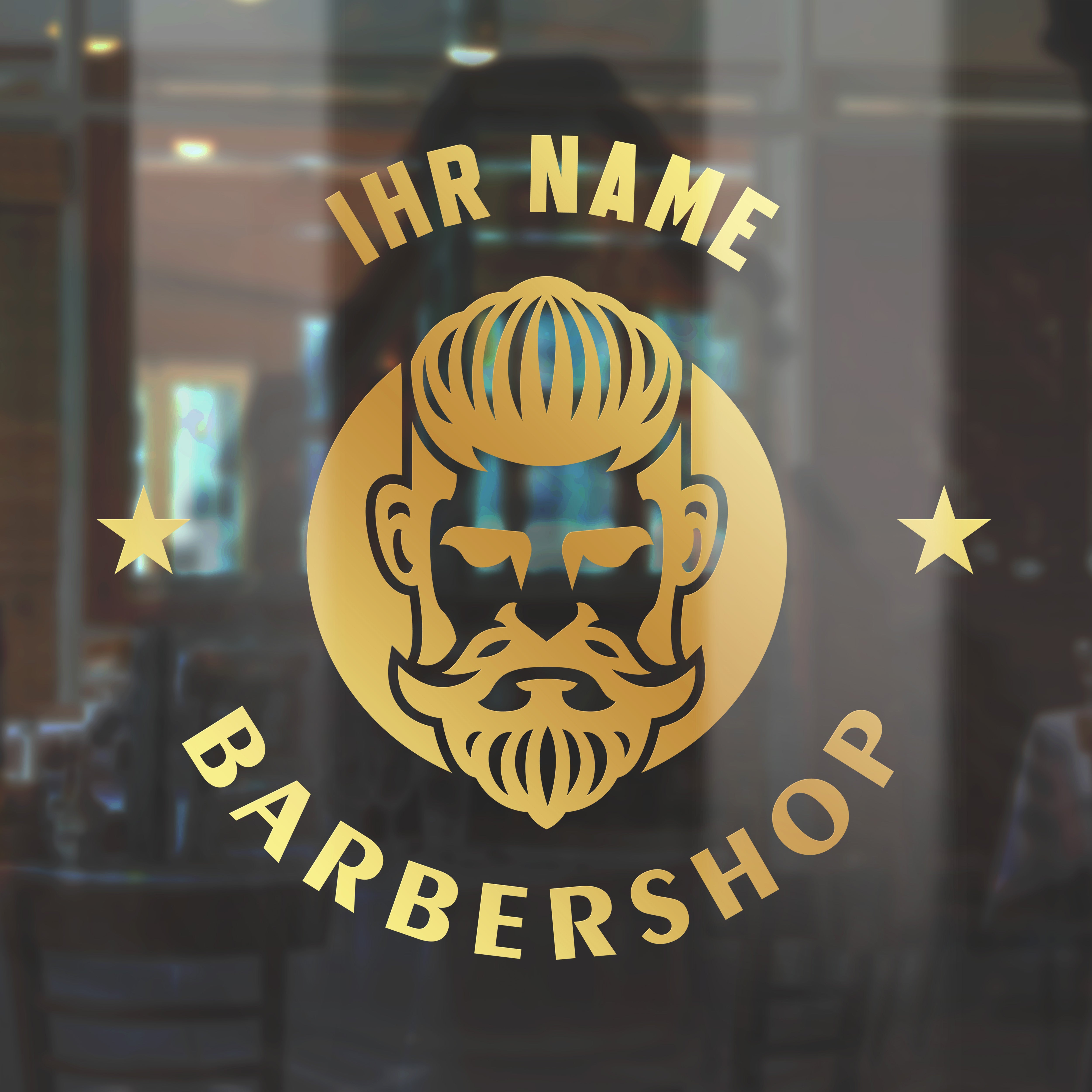 Personalisiertes Barbershop Logo – Wand- & Fensterfolie in verschiedenen Farben und Größen