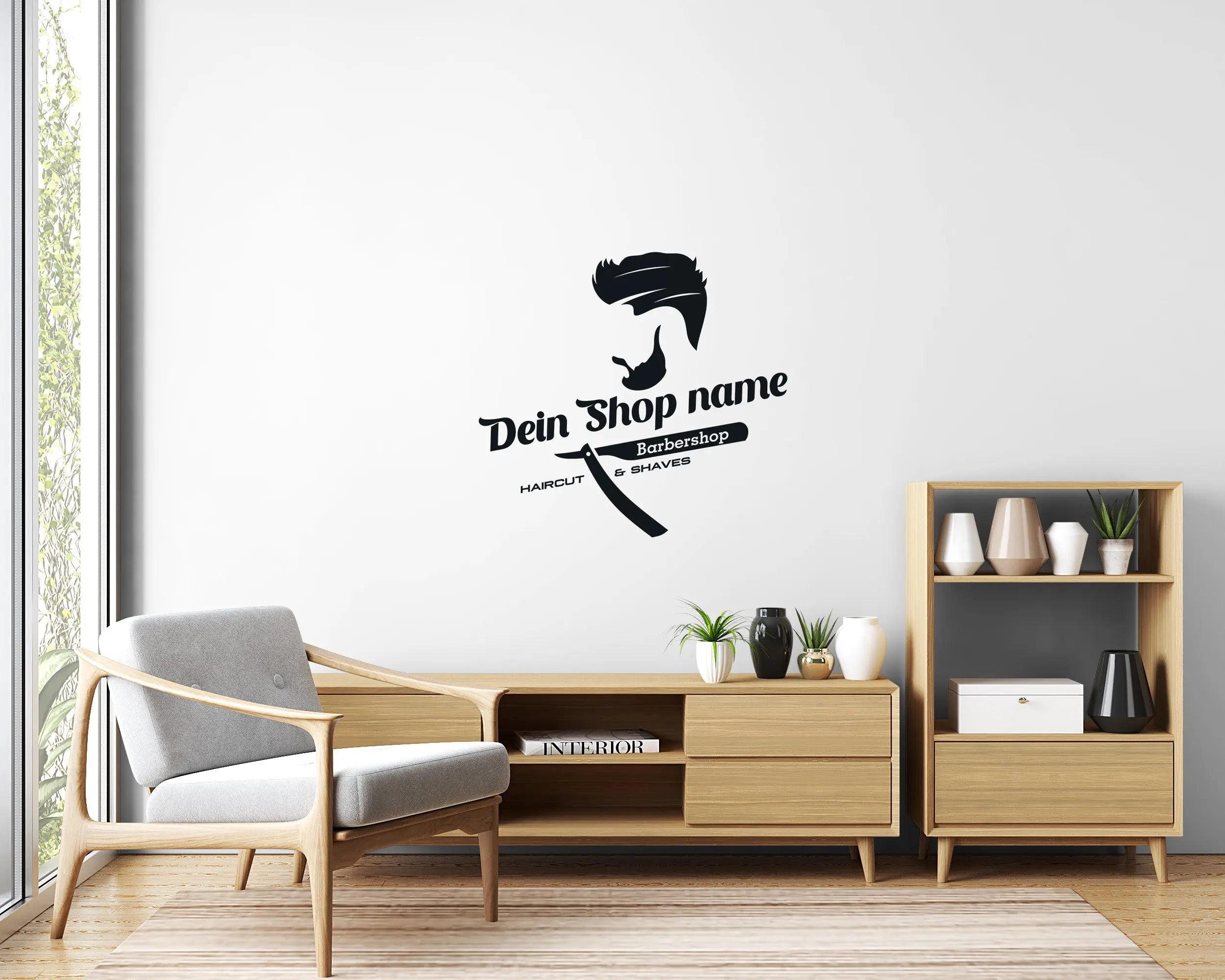 Personalisierter Barbershop Logo Aufkleber – Gentleman Stil Fensterfolie mit Wunschname Prakto