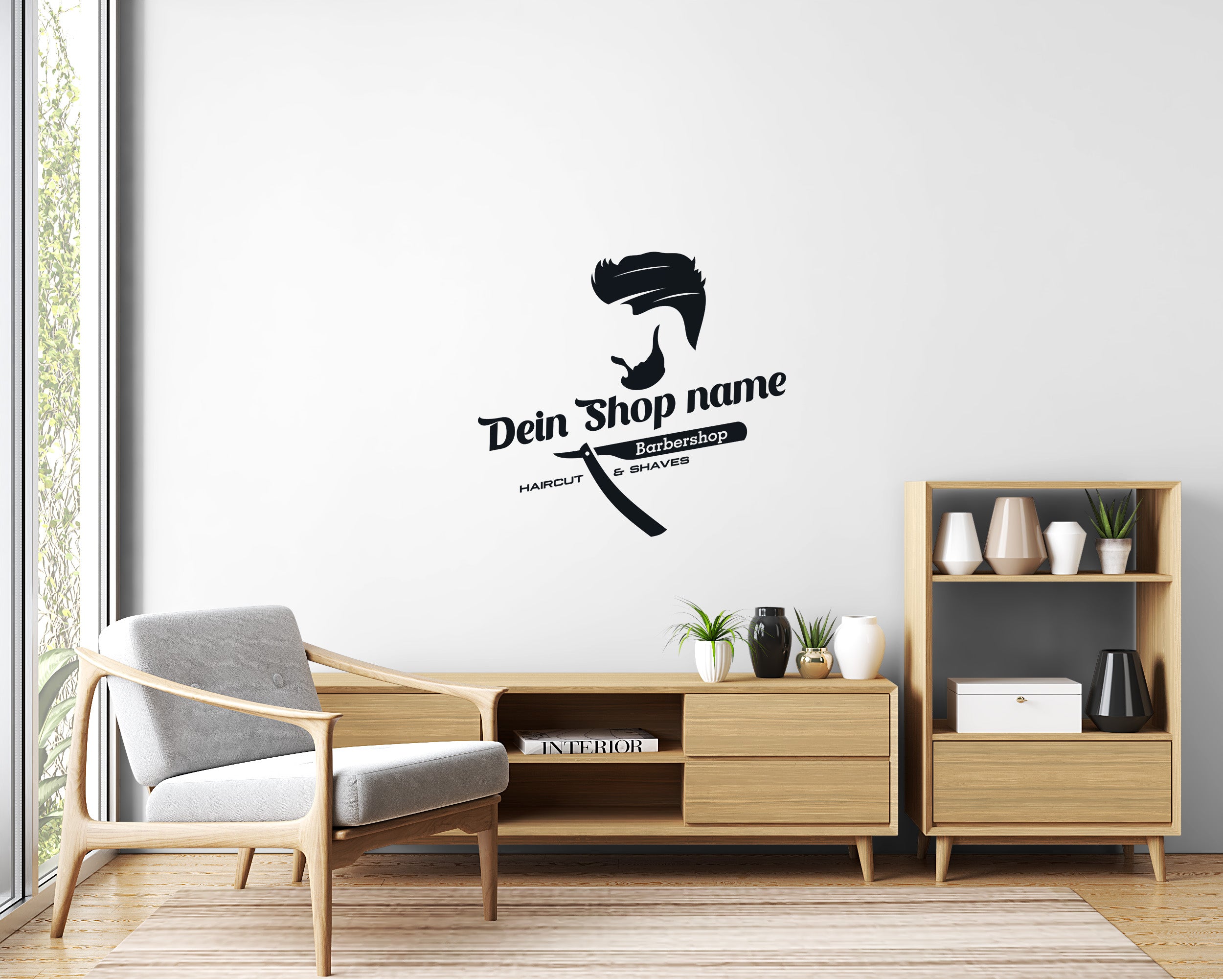 Personalisierter Barbershop Logo Aufkleber – Gentleman Stil Fensterfolie mit Wunschname