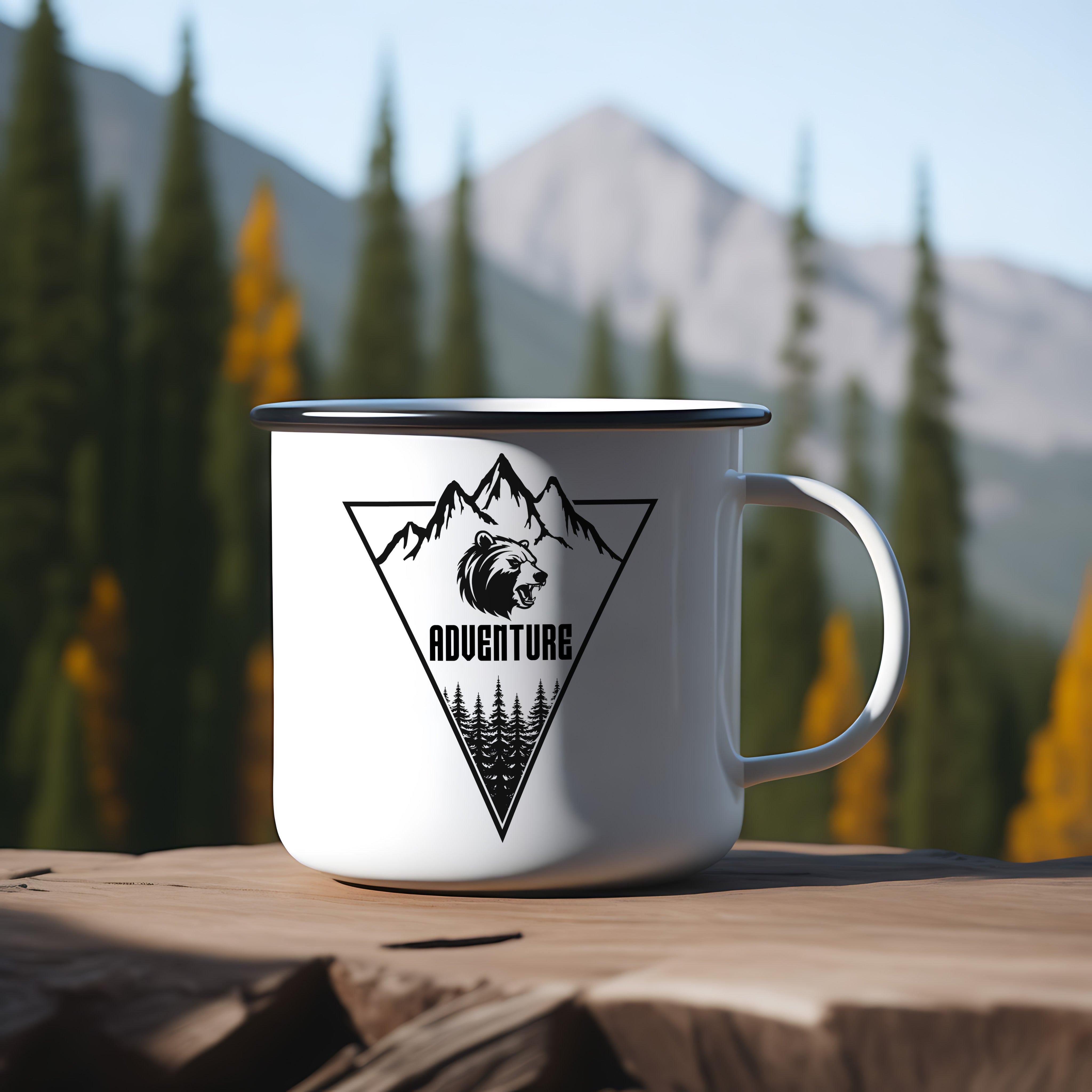 Adventure Autoaufkleber Bär Berge Wald – Camper Van & Wohnmobil Sticker – Outdoor Vinyl – Personalisiert