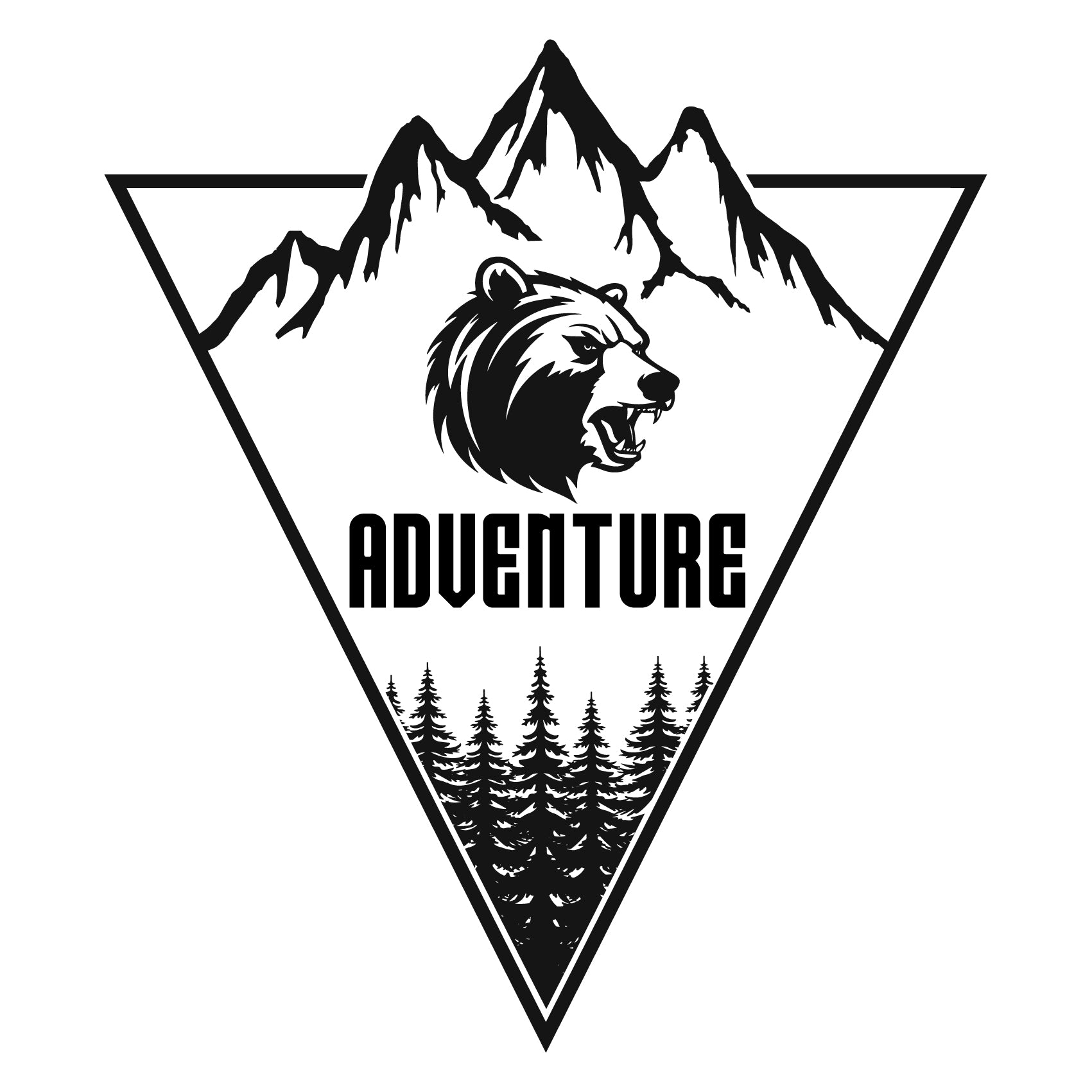 Adventure Autoaufkleber Bär Berge Wald – Camper Van & Wohnmobil Sticker – Outdoor Vinyl – Personalisiert