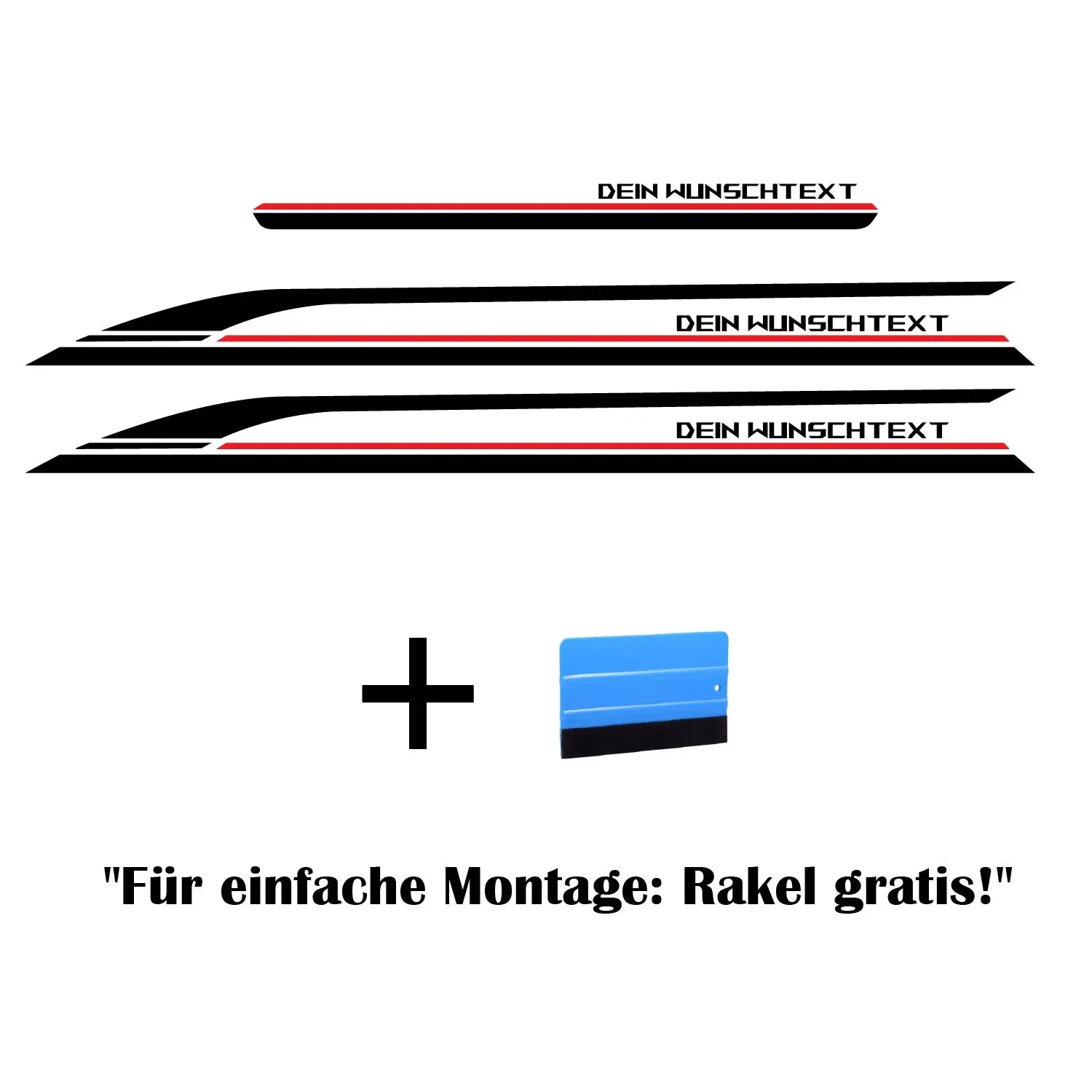 Racing Seitenstreifen Schwarz-Rot | Premium Tuning Folie passend für T7 Van (L1 & L2) Prakto