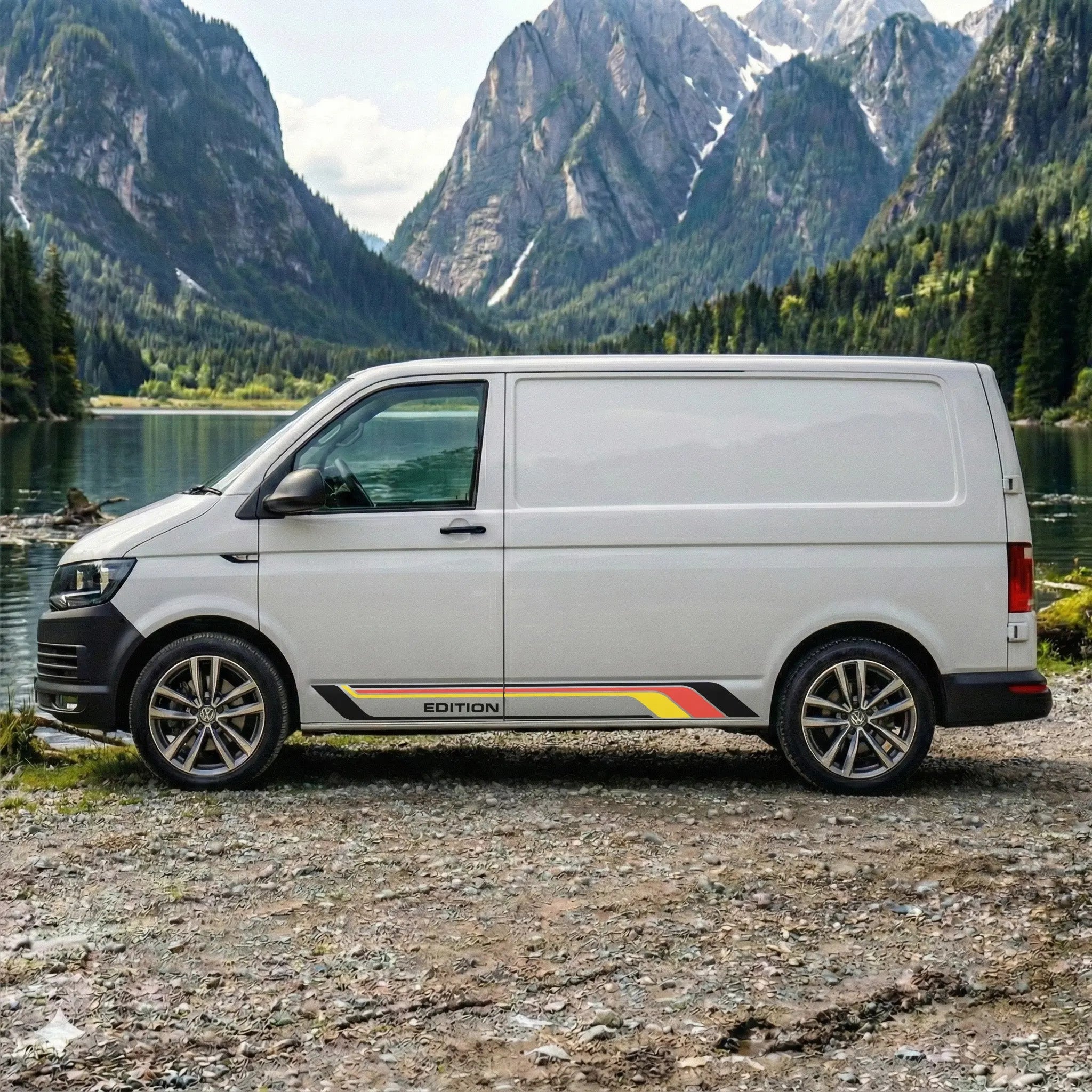 Seitenstreifen Aufkleber Set (2-teilig) „EDITION Style“ 3-Farben – Passend für T5 T6 T6.1 Van & Camper Prakto
