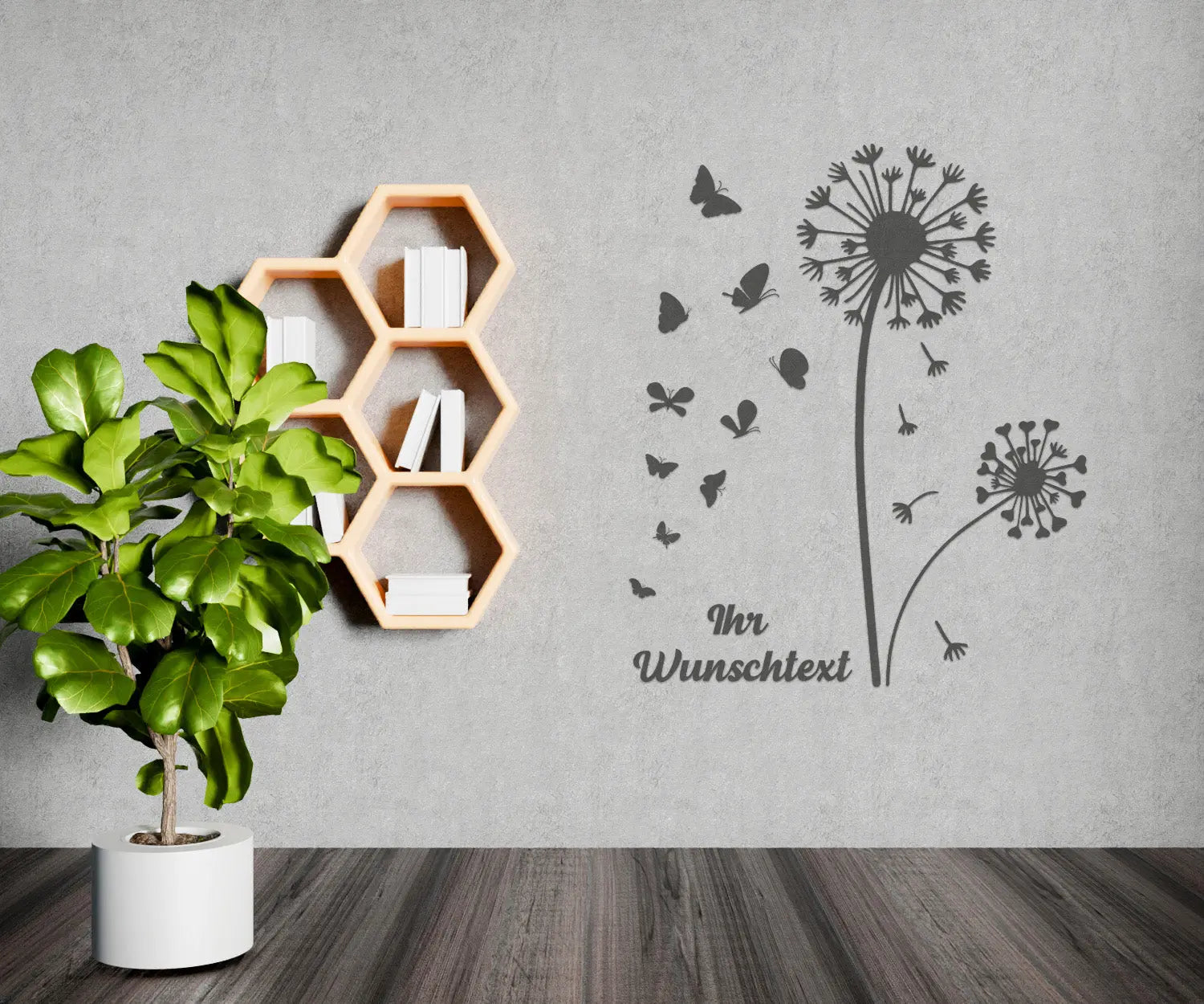 Wandtattoo Pusteblume mit Wunschtext personalisiert – XXL Löwenzahn Wandsticker für Wohnzimmer & Schlafzimmer Prakto