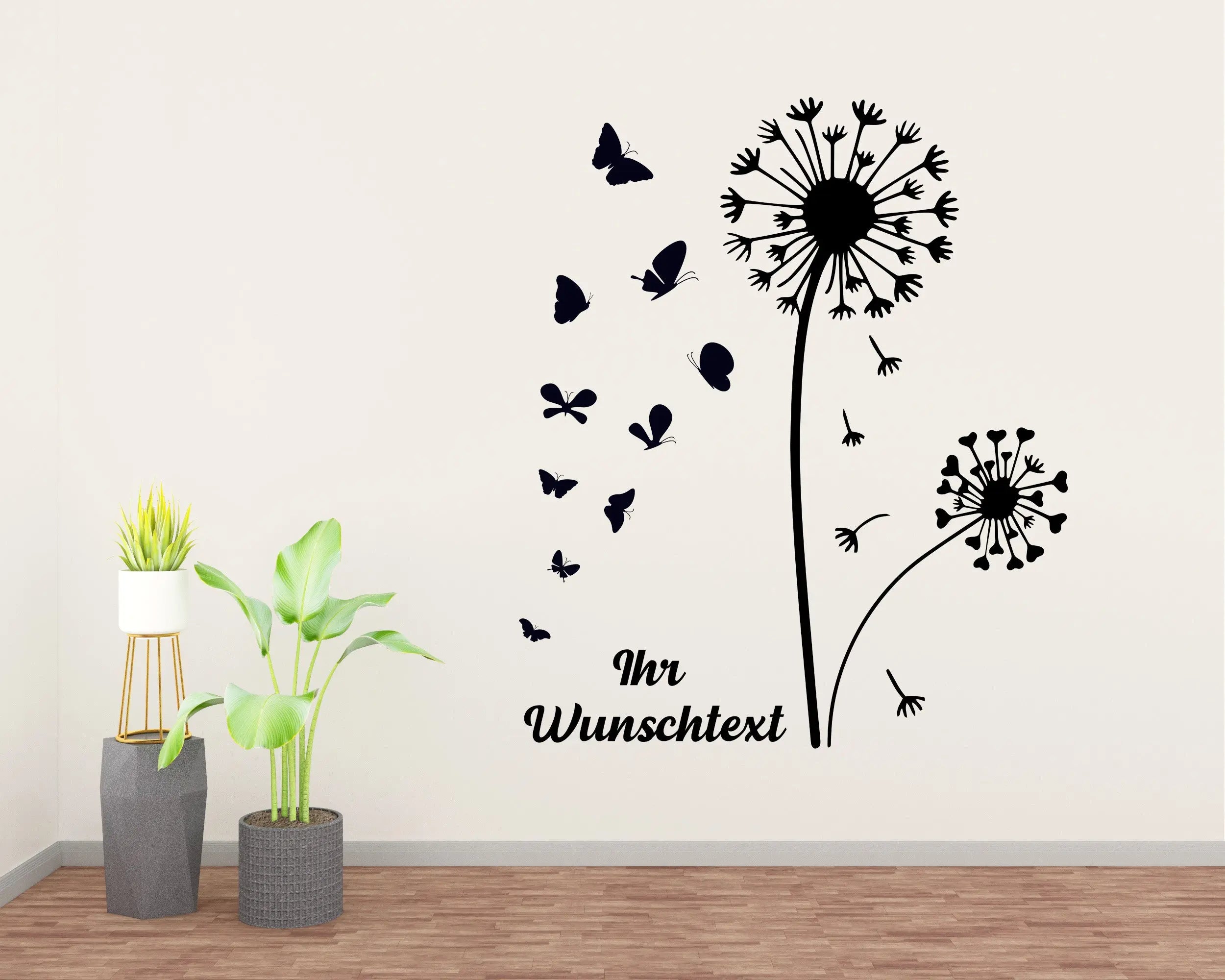Wandtattoo Pusteblume mit Wunschtext personalisiert – XXL Löwenzahn Wandsticker für Wohnzimmer & Schlafzimmer Prakto