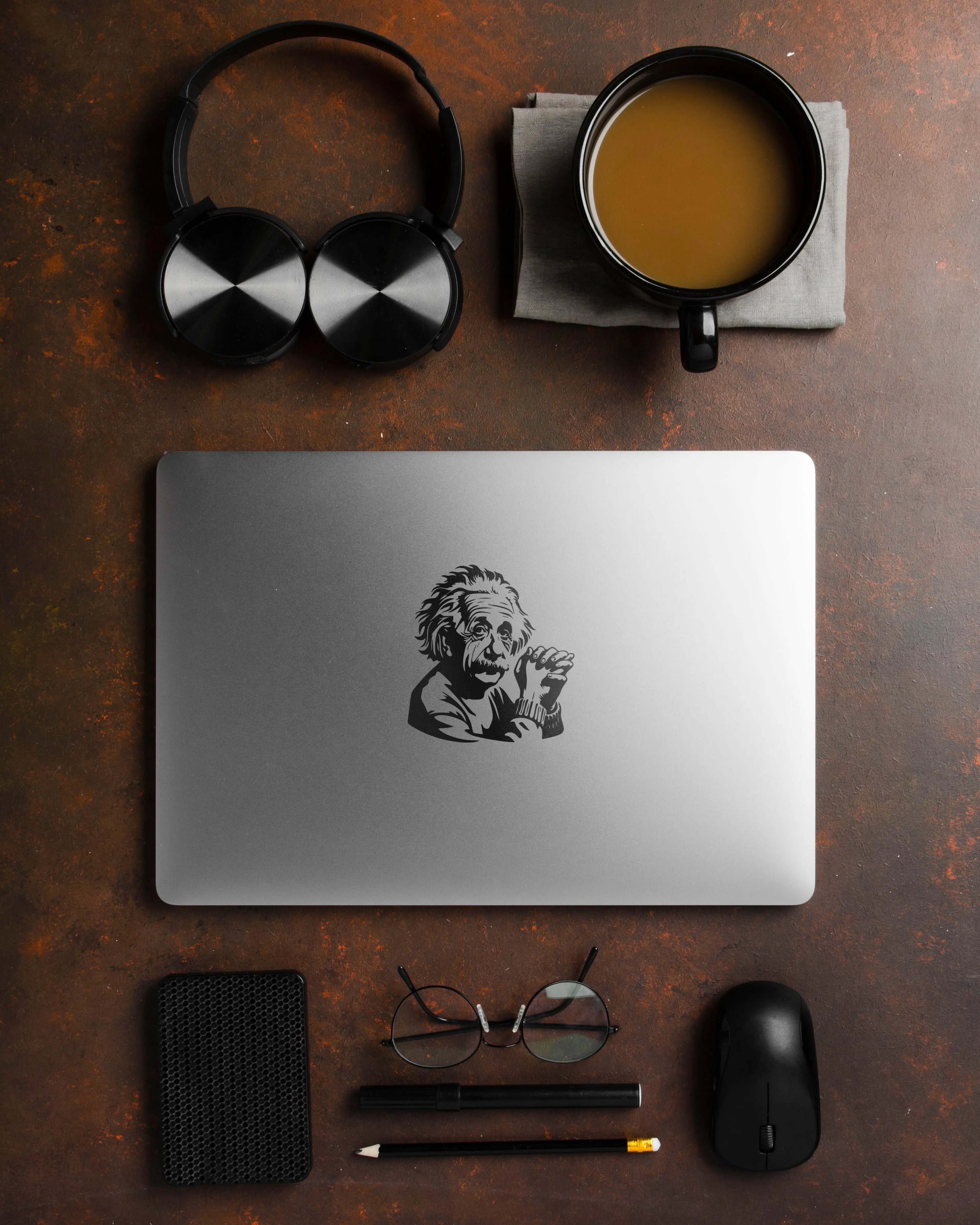 Albert Einstein Silhouette Wandtattoo – Vinyl Aufkleber für Wand, Auto & Laptop Prakto