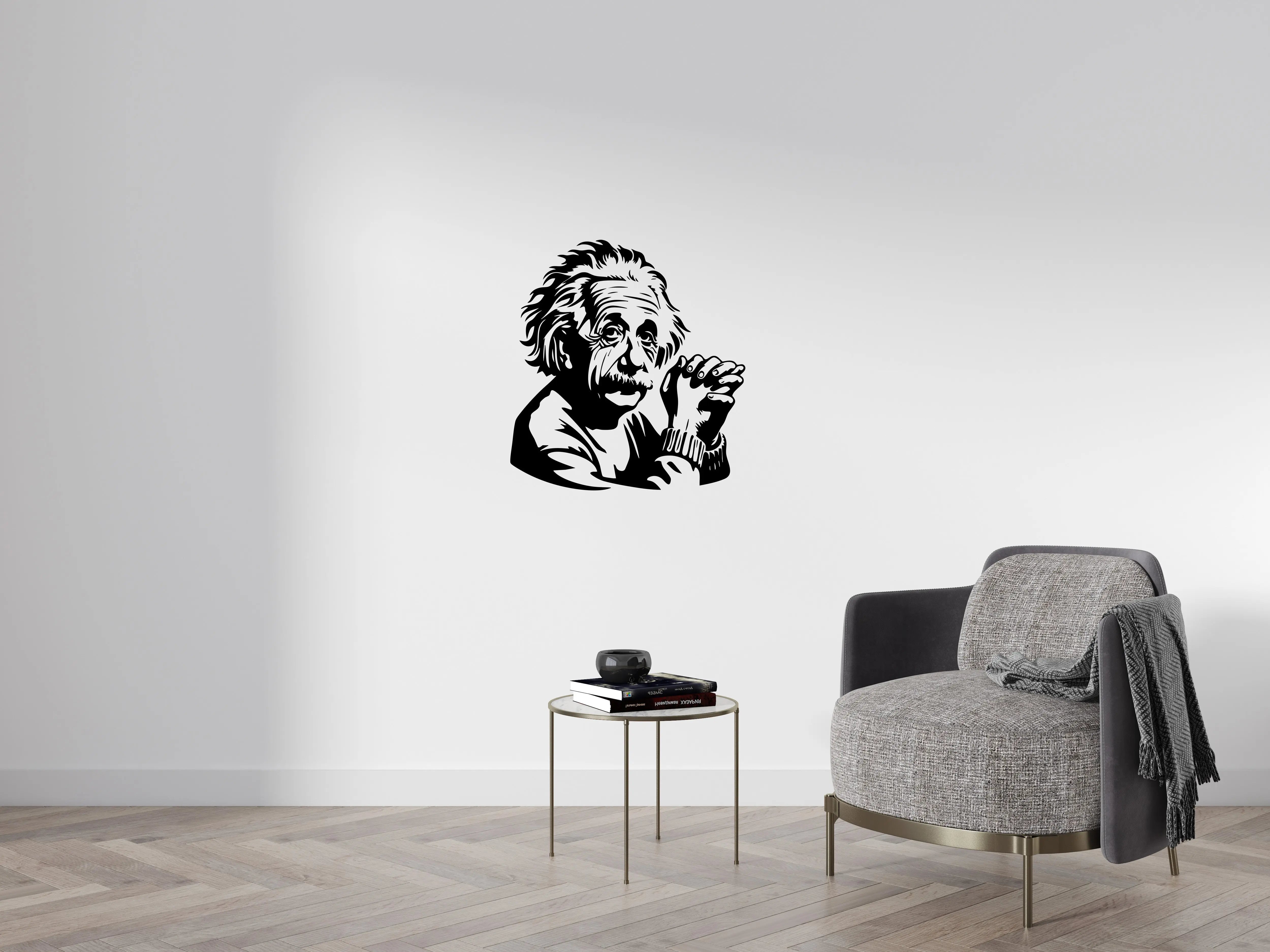 Albert Einstein Silhouette Wandtattoo – Vinyl Aufkleber für Wand, Auto & Laptop Prakto