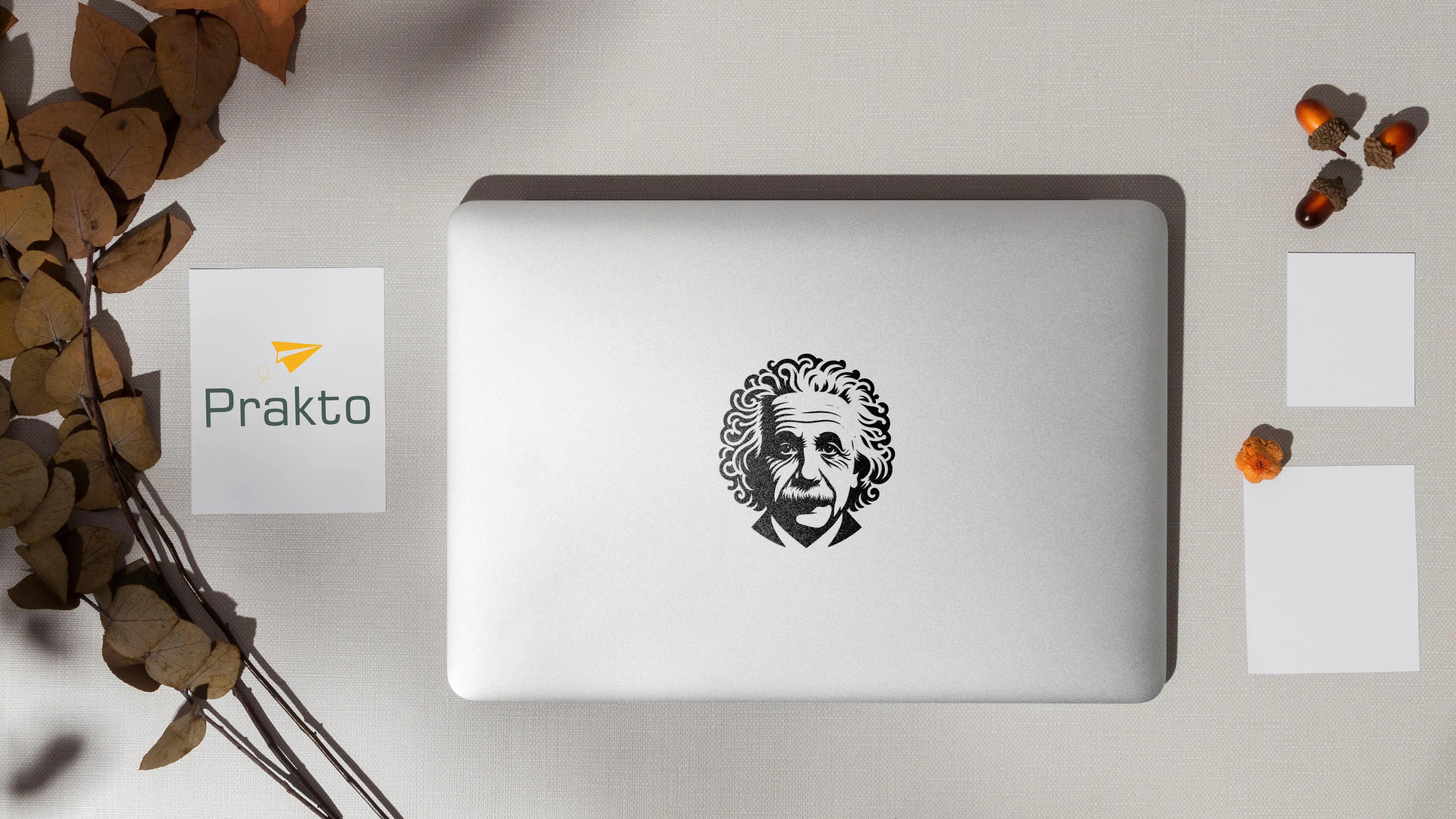 Albert Einstein Silhouette Wandtattoo & Auto Aufkleber – Hochwertiger Vinyl Sticker für Laptop, Büro & Wand Prakto
