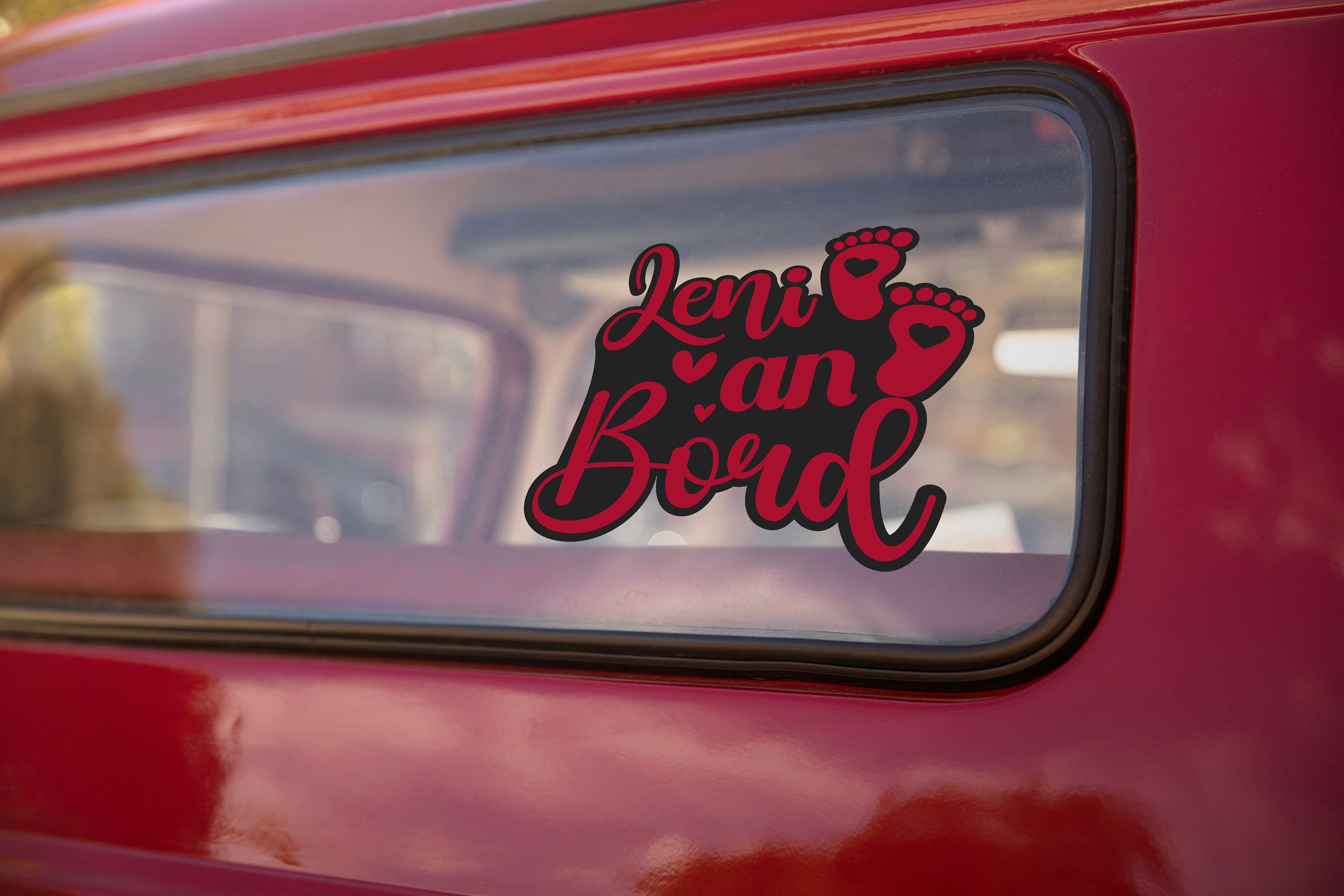 Baby an Bord Aufkleber – Zweifarbig & Personalisiert mit Name | Auto Fenster & Kinderzimmer Sticker