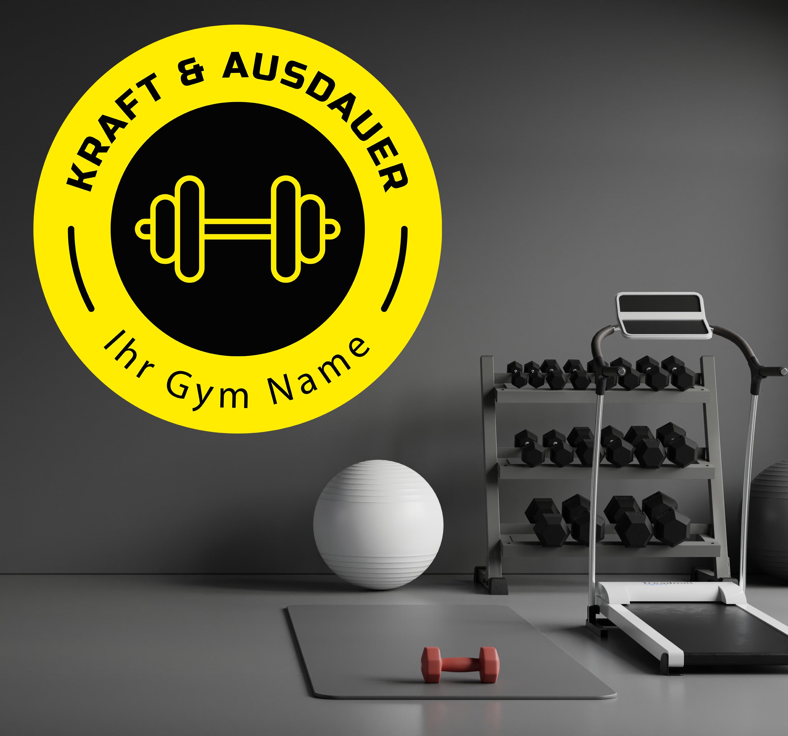 Fitness Wandtattoo – Personalisiertes Gym Logo in 2 Farben | 4 Größen