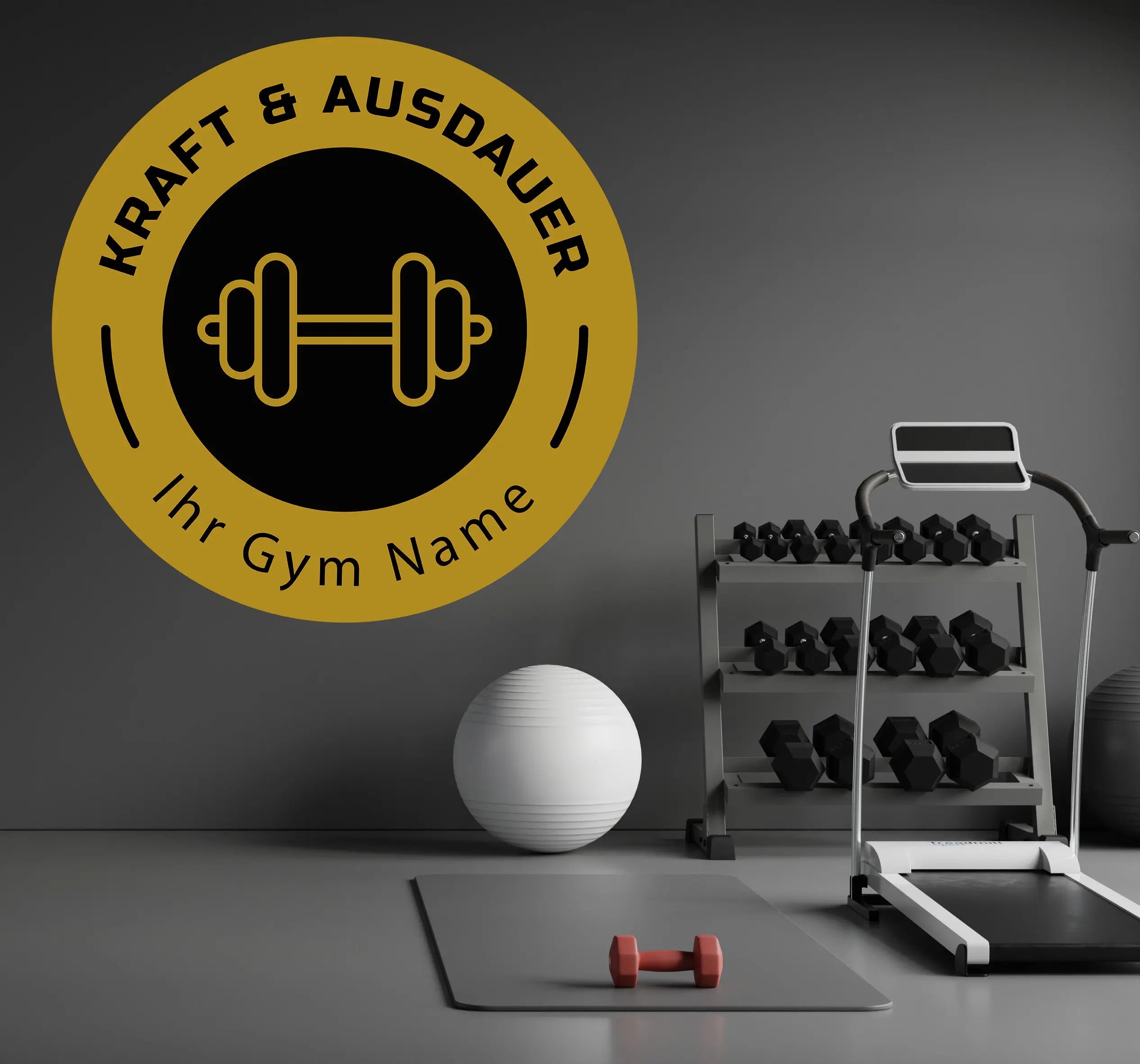 Fitness Wandtattoo – Personalisiertes Gym Logo in 2 Farben | 4 Größen Prakto