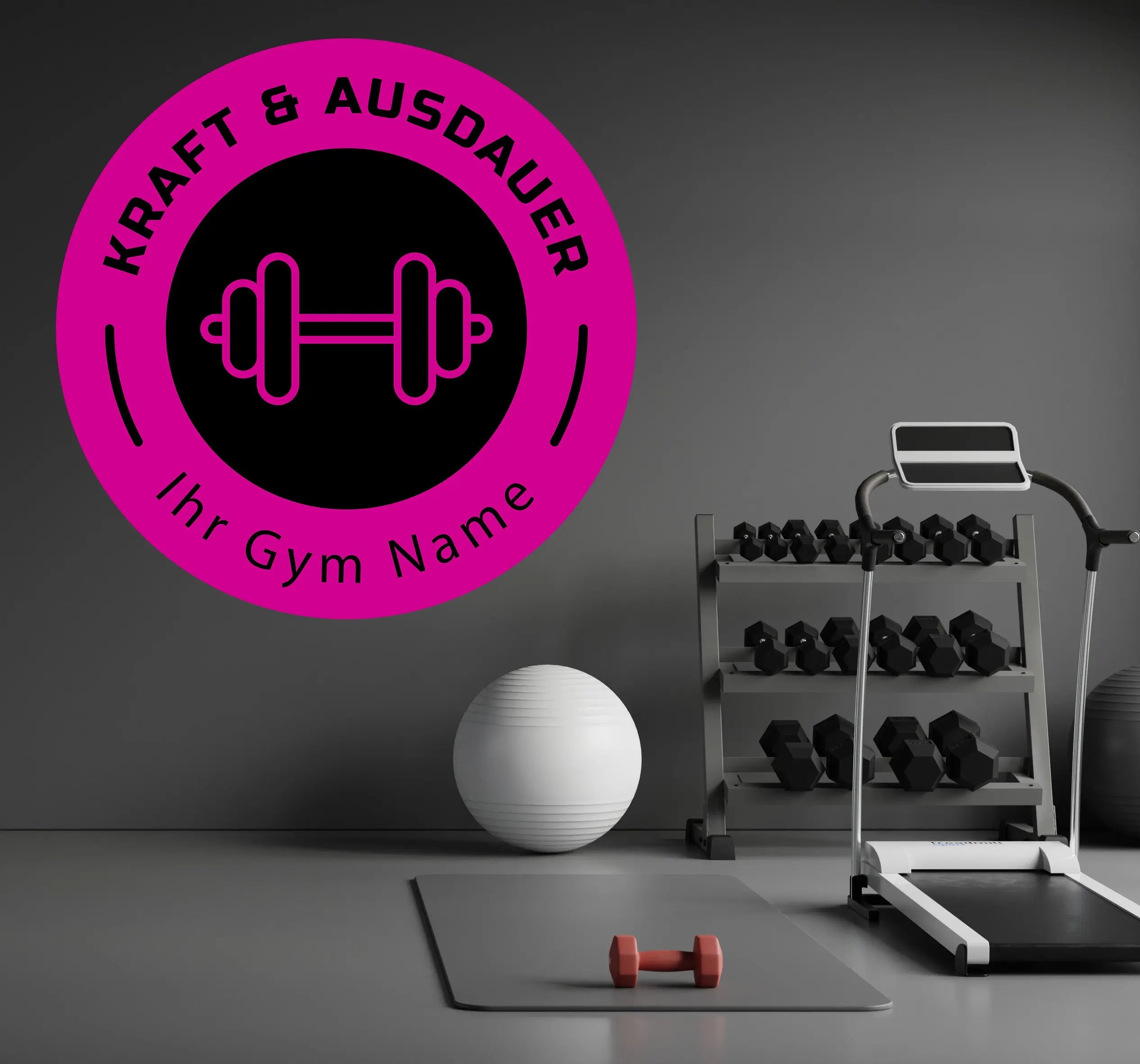 Fitness Wandtattoo – Personalisiertes Gym Logo in 2 Farben | 4 Größen Prakto