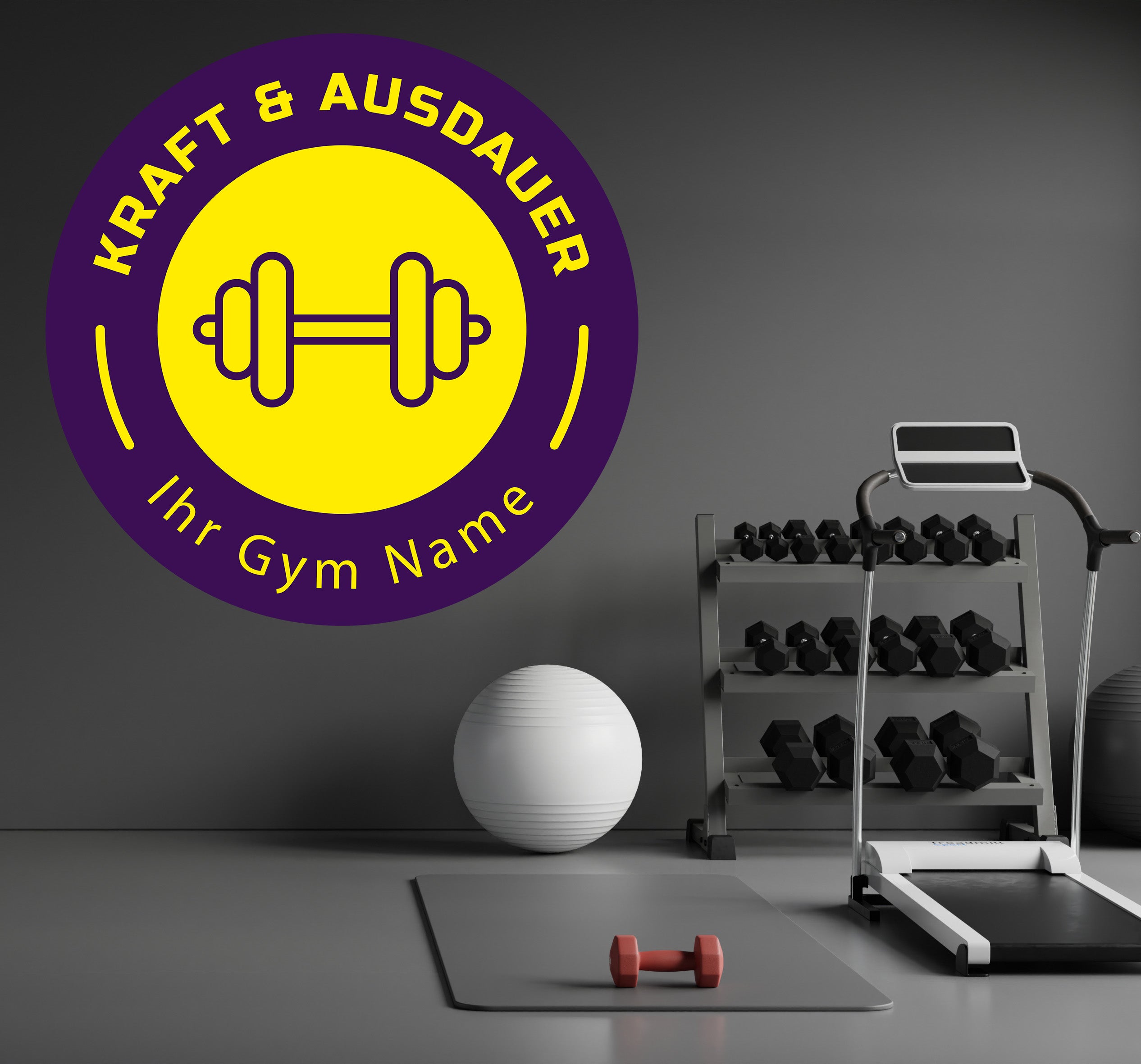 Fitness Wandtattoo – Personalisiertes Gym Logo in 2 Farben | 4 Größen