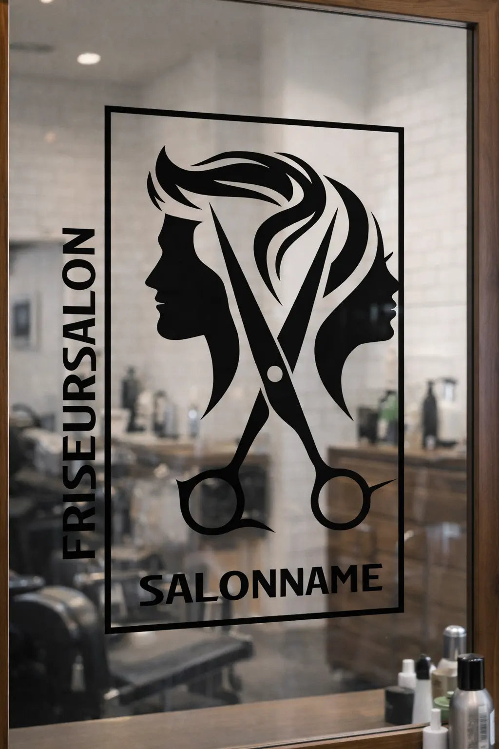 Friseursalon Logo Wand- & Fensteraufkleber – Modern Barber & Hair Salon Design Prakto