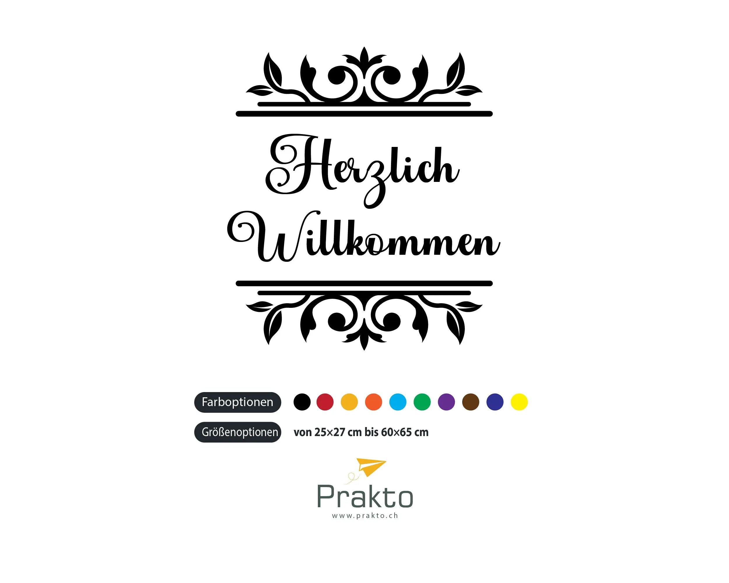 Herzlich Willkommen Wandtattoo – Eleganter Vinyl Aufkleber für Tür & Eingang – Personalisierbar Prakto