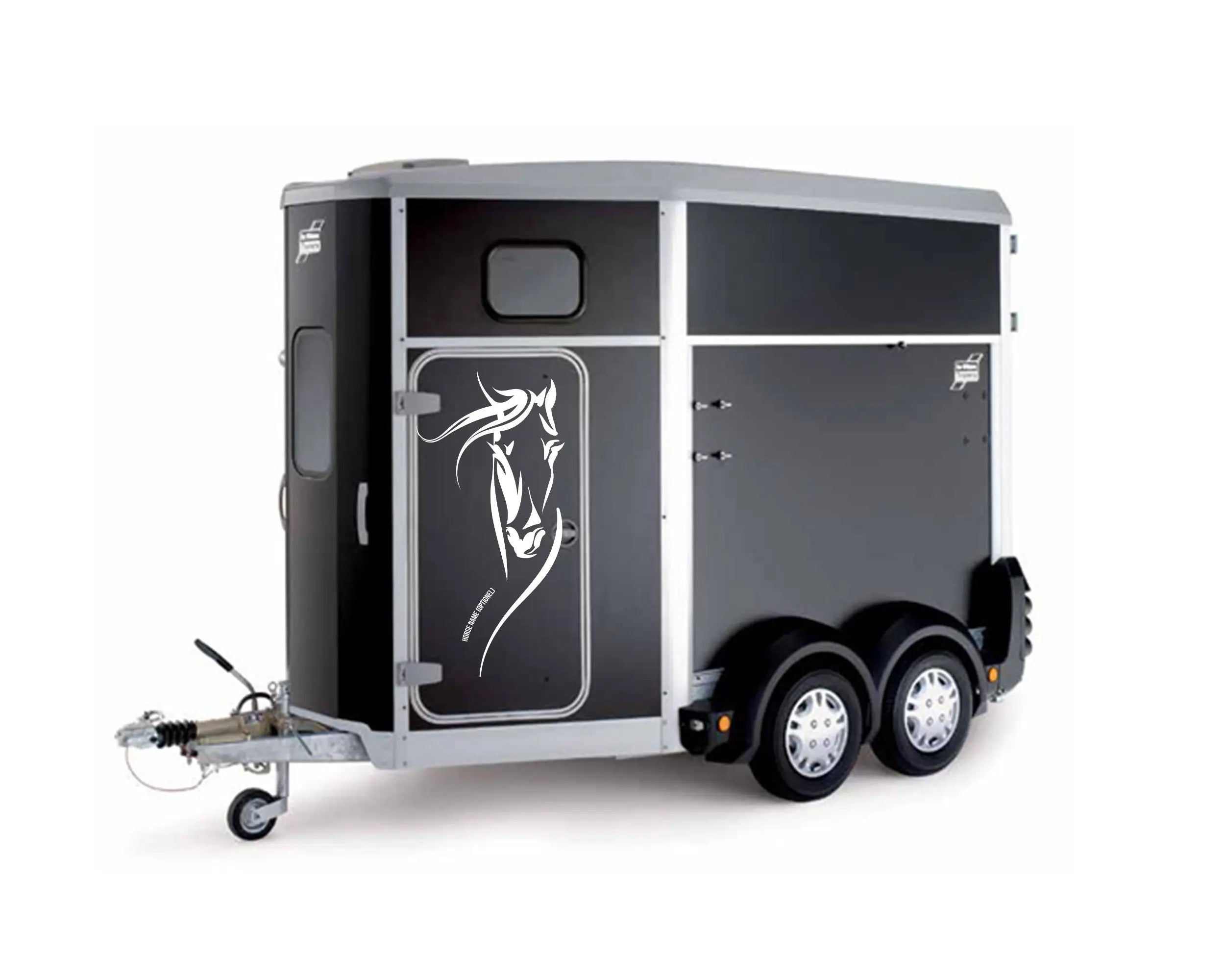 Horse Line Art Wandtattoo mit Namen – Minimalistischer Pferdekopf Vinyl Aufkleber für Wand, Stall & Auto Prakto