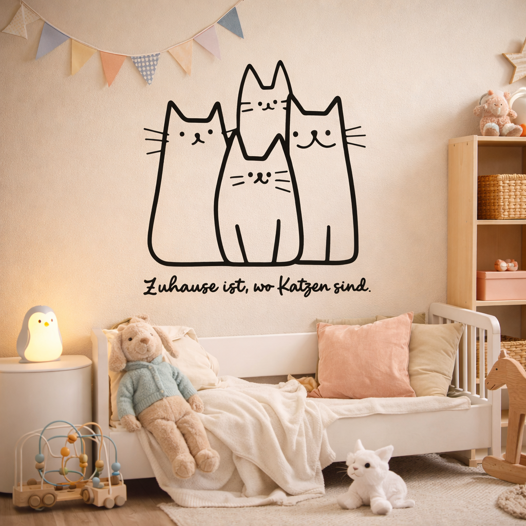 Minimalistisches Katzen Wandtattoo – optional personalisierbar