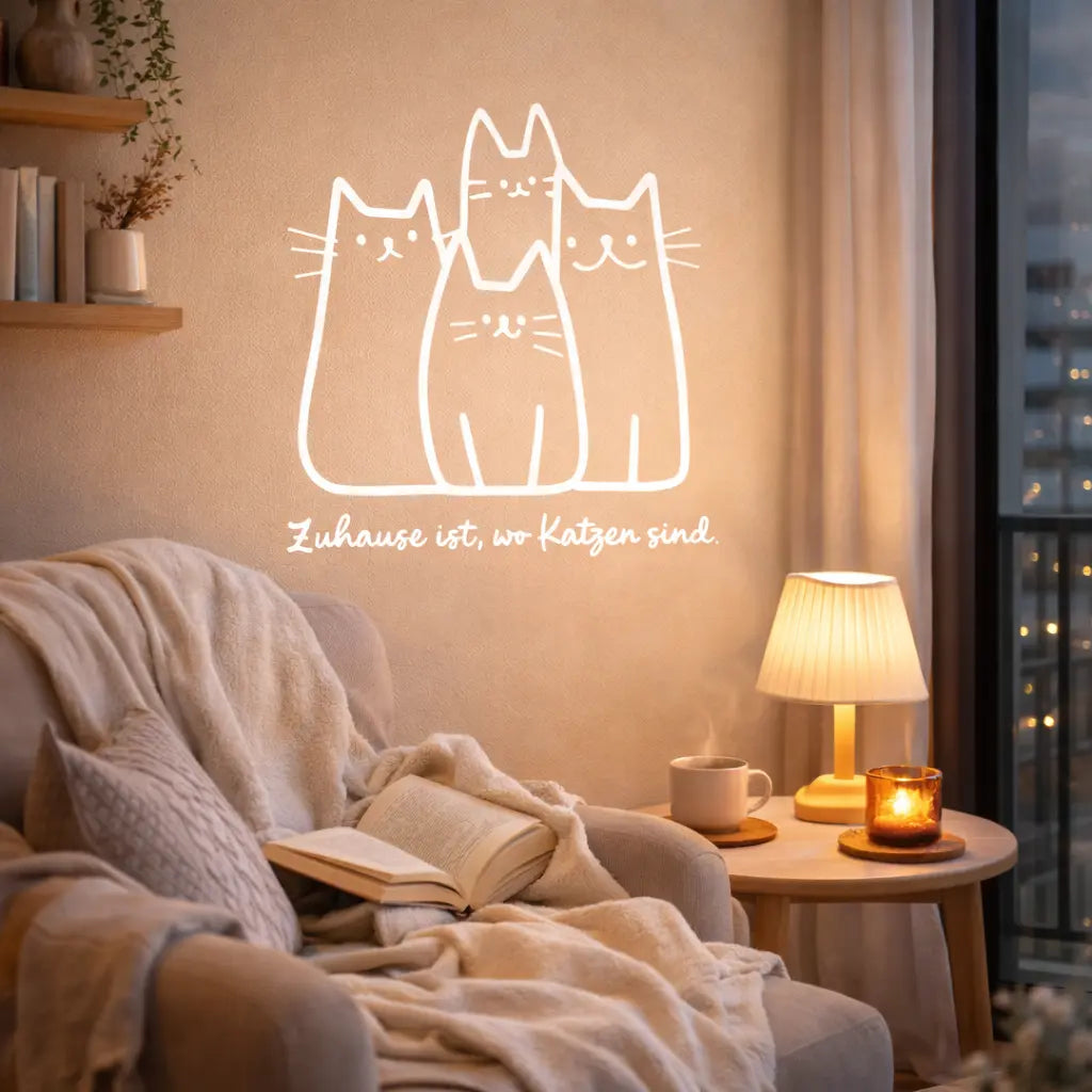 Minimalistisches Katzen Wandtattoo – optional personalisierbar Prakto
