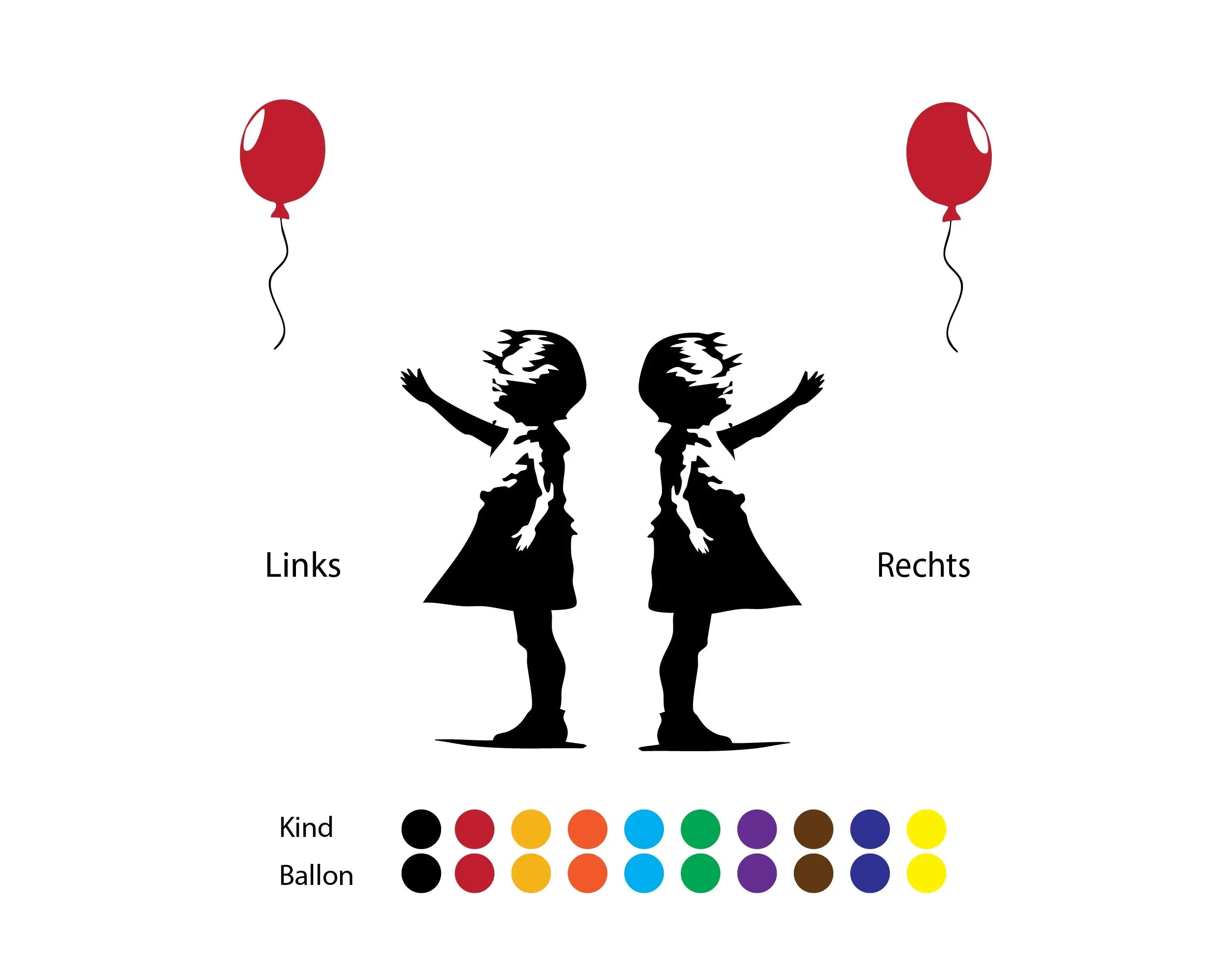 Banksy-Style Wandtattoo Mädchen mit Ballon – Moderne Silhouette & Kunst-Wandsticker Prakto