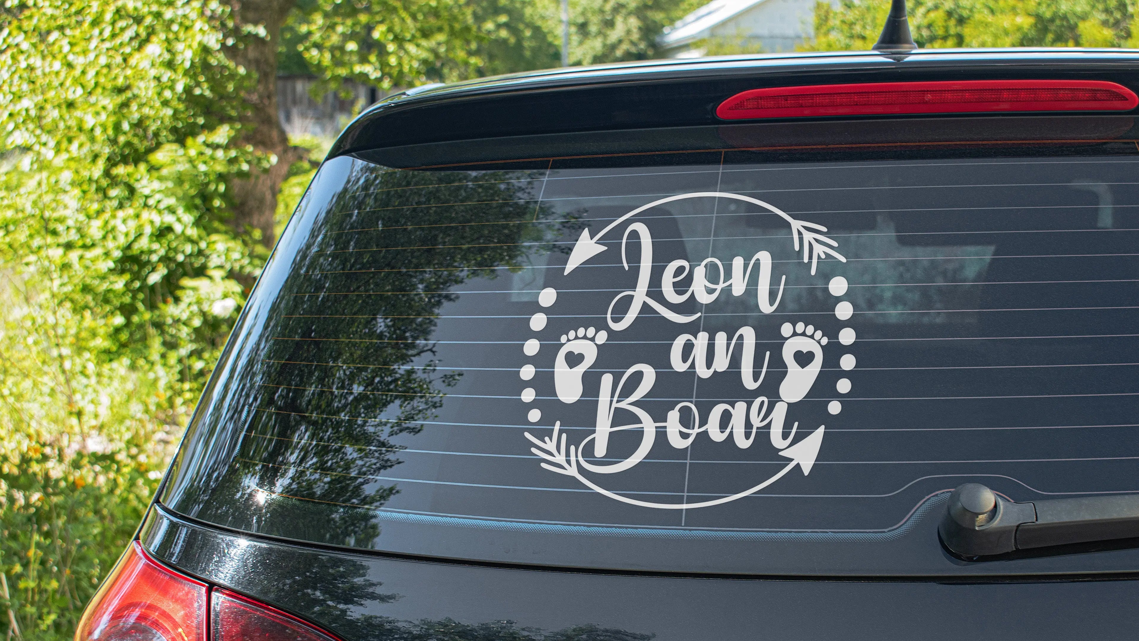 Baby an Bord Aufkleber – personalisiert | Boho Auto- & Wandtattoo mit Name Prakto