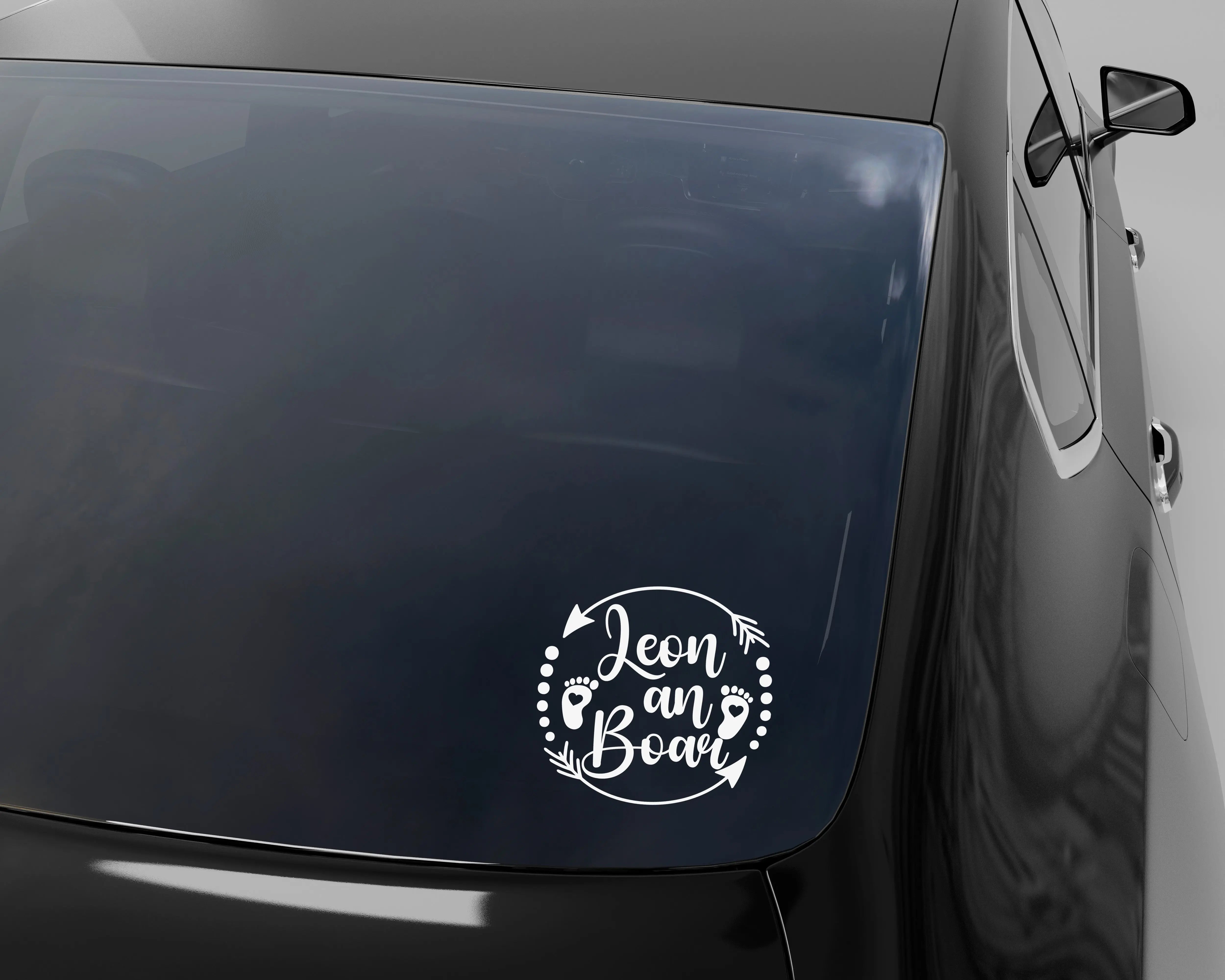 Baby an Bord Aufkleber – personalisiert | Boho Auto- & Wandtattoo mit Name Prakto